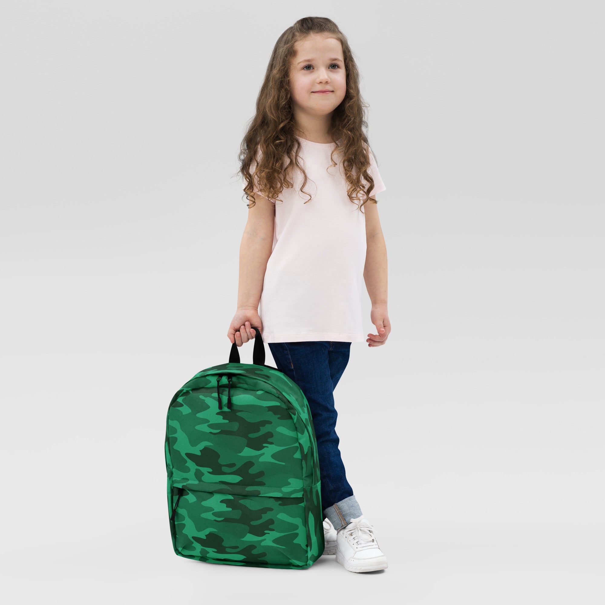 Kids Green Camouflage Backpack - Water-Resistant School Bag With Adjustable Padded Straps & Breathable Mesh Back