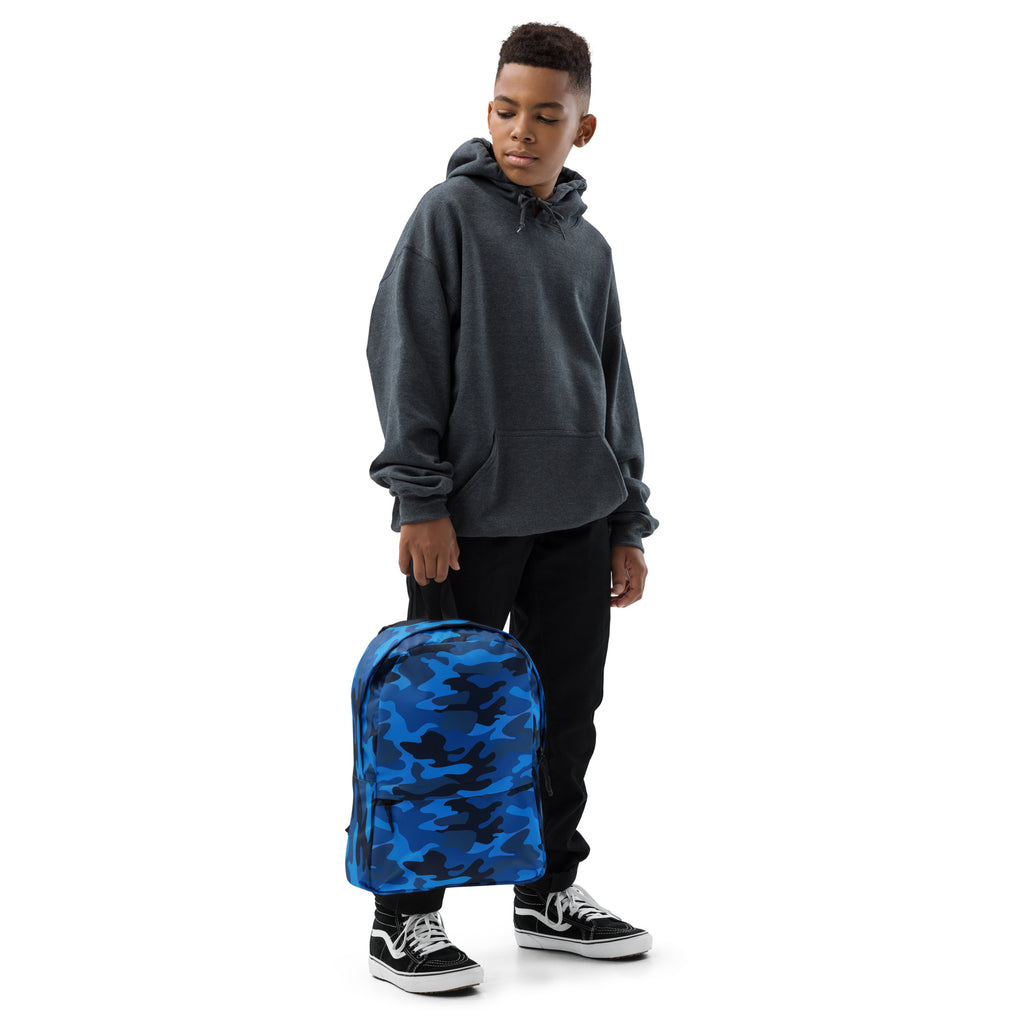 Kids Blue Camouflage Backpack - Water-Resistant School Bag With Adjustable Padded Straps & Breathable Mesh Back