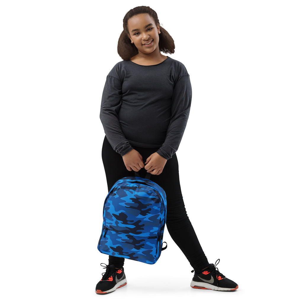 Kids Blue Camouflage Backpack - Water-Resistant School Bag With Adjustable Padded Straps & Breathable Mesh Back