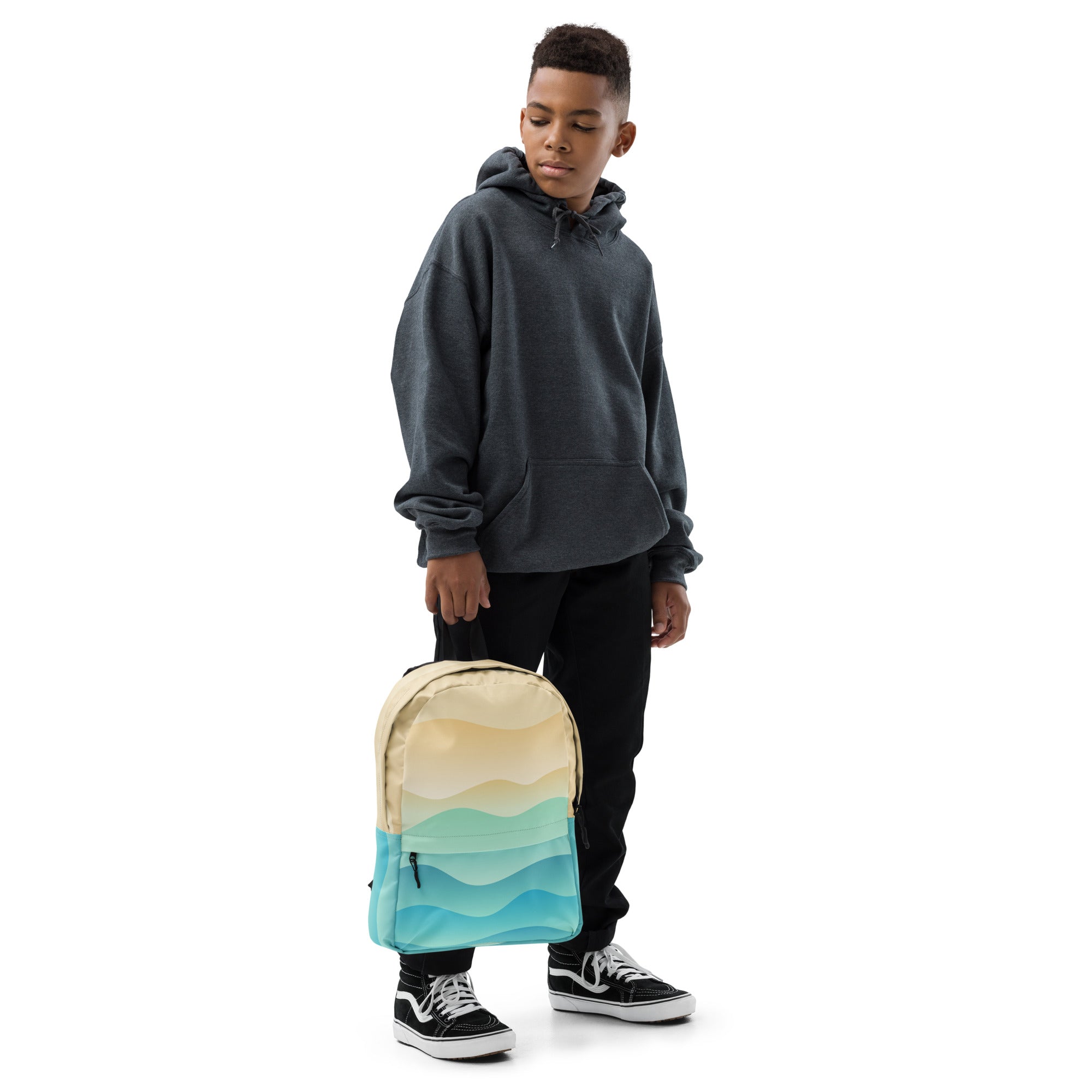 Kids Ocean Waves Backpack - Water-Resistant School Bag With Adjustable Padded Straps & Breathable Mesh Back