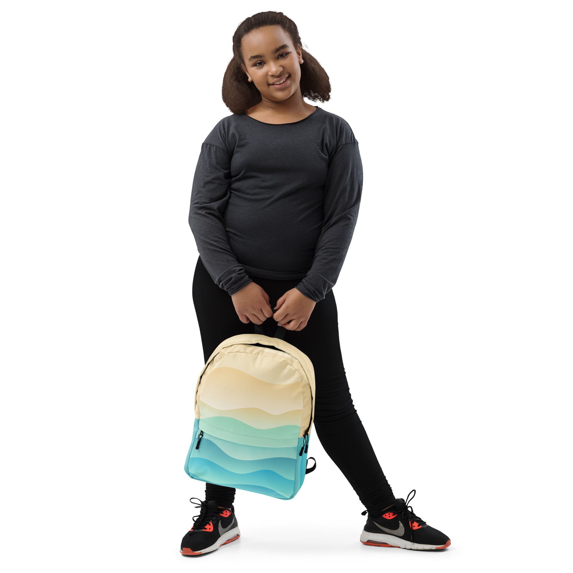 Kids Ocean Waves Backpack - Water-Resistant School Bag With Adjustable Padded Straps & Breathable Mesh Back