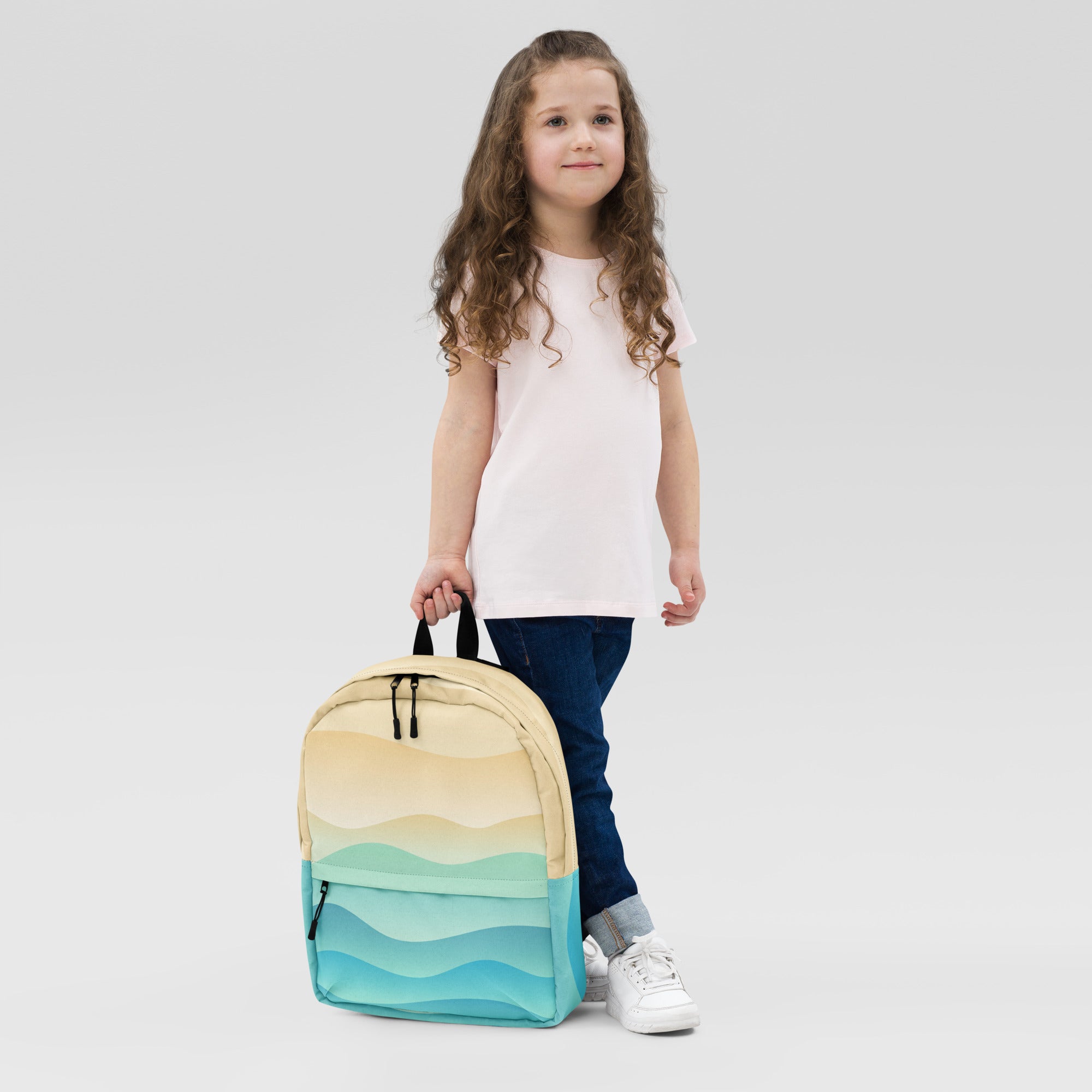Kids Ocean Waves Backpack - Water-Resistant School Bag With Adjustable Padded Straps & Breathable Mesh Back