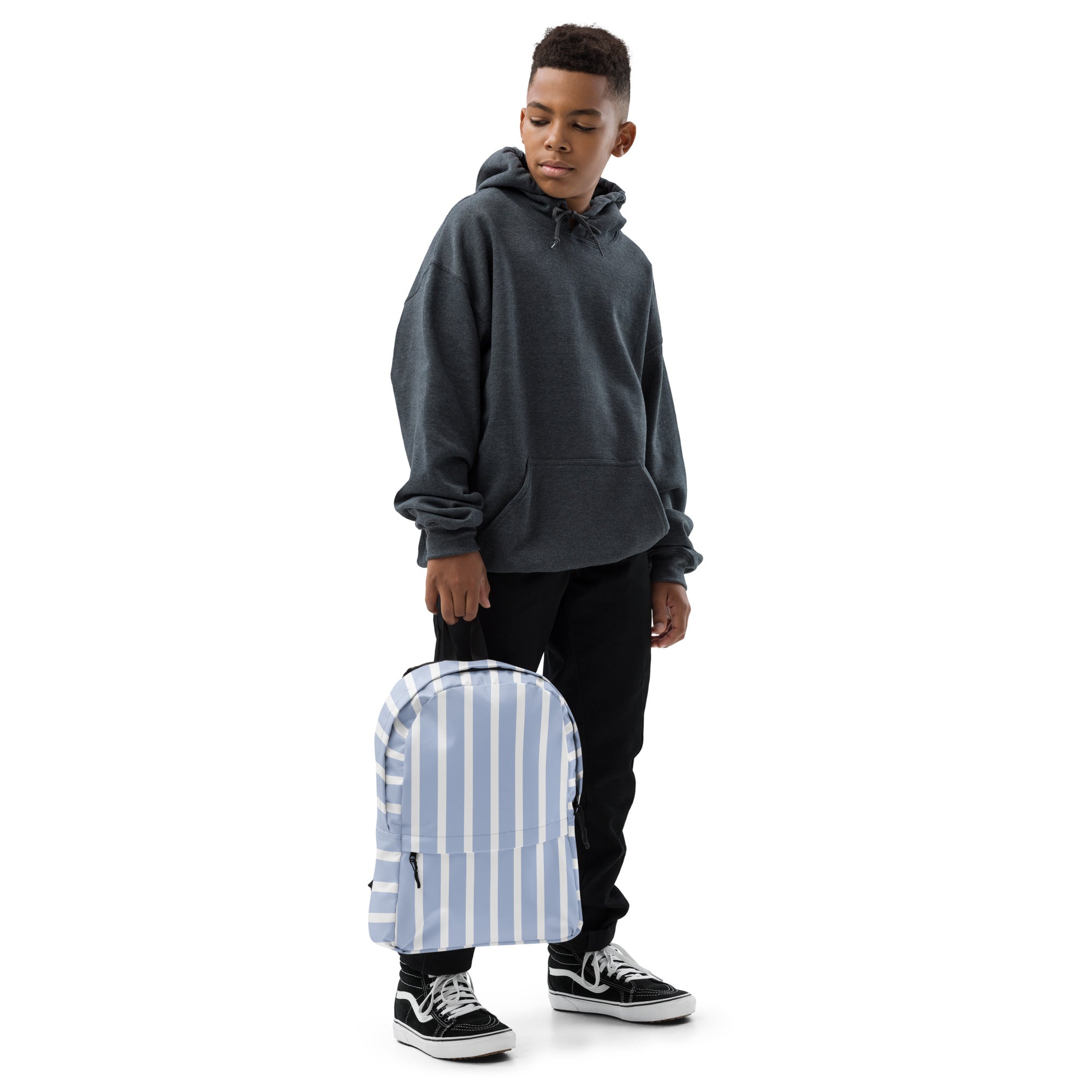 Kids Blue Stripe Backpack - Water-Resistant School Bag With Adjustable Padded Straps & Breathable Mesh Back