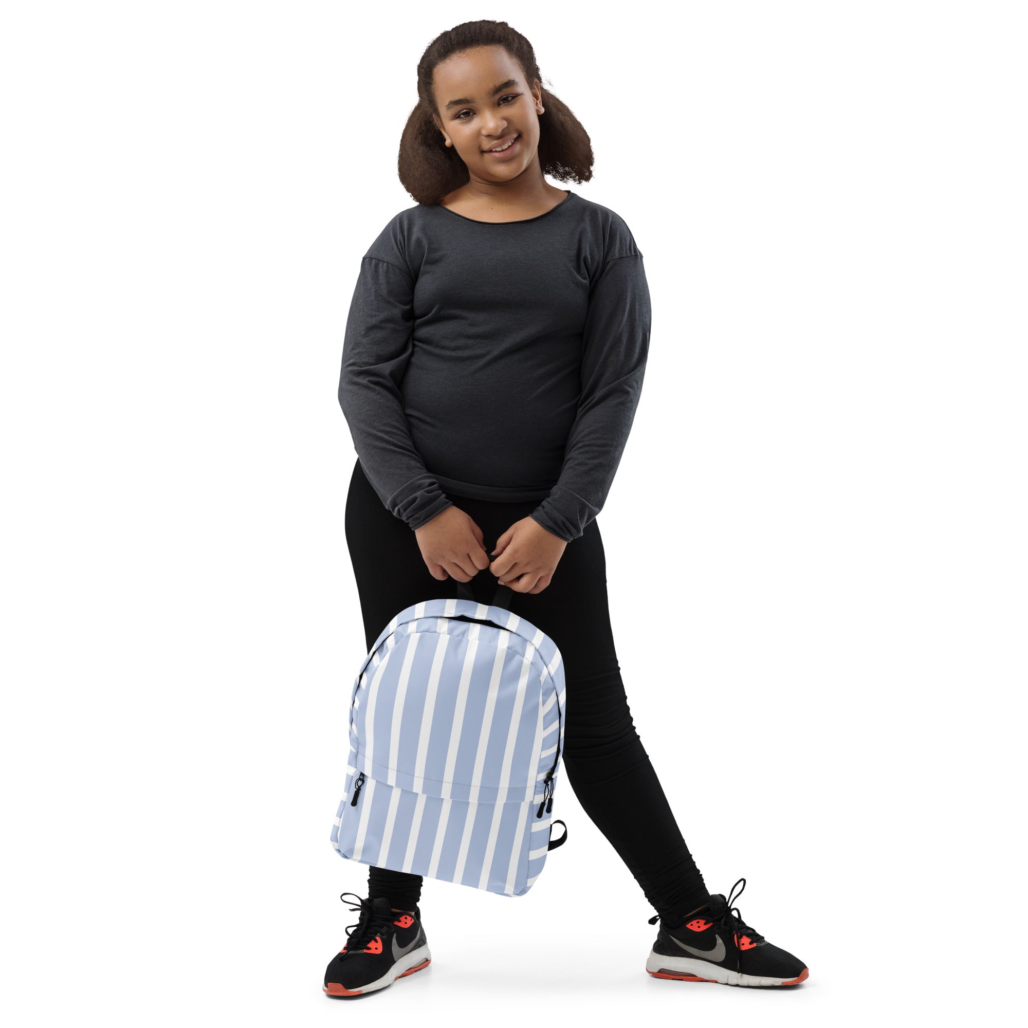Kids Blue Stripe Backpack - Water-Resistant School Bag With Adjustable Padded Straps & Breathable Mesh Back