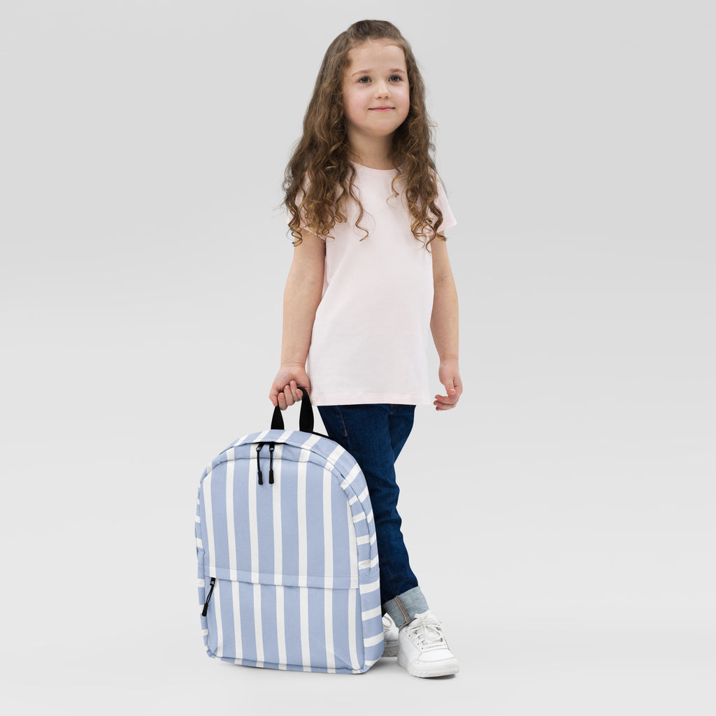 Kids Blue Stripe Backpack - Water-Resistant School Bag With Adjustable Padded Straps & Breathable Mesh Back