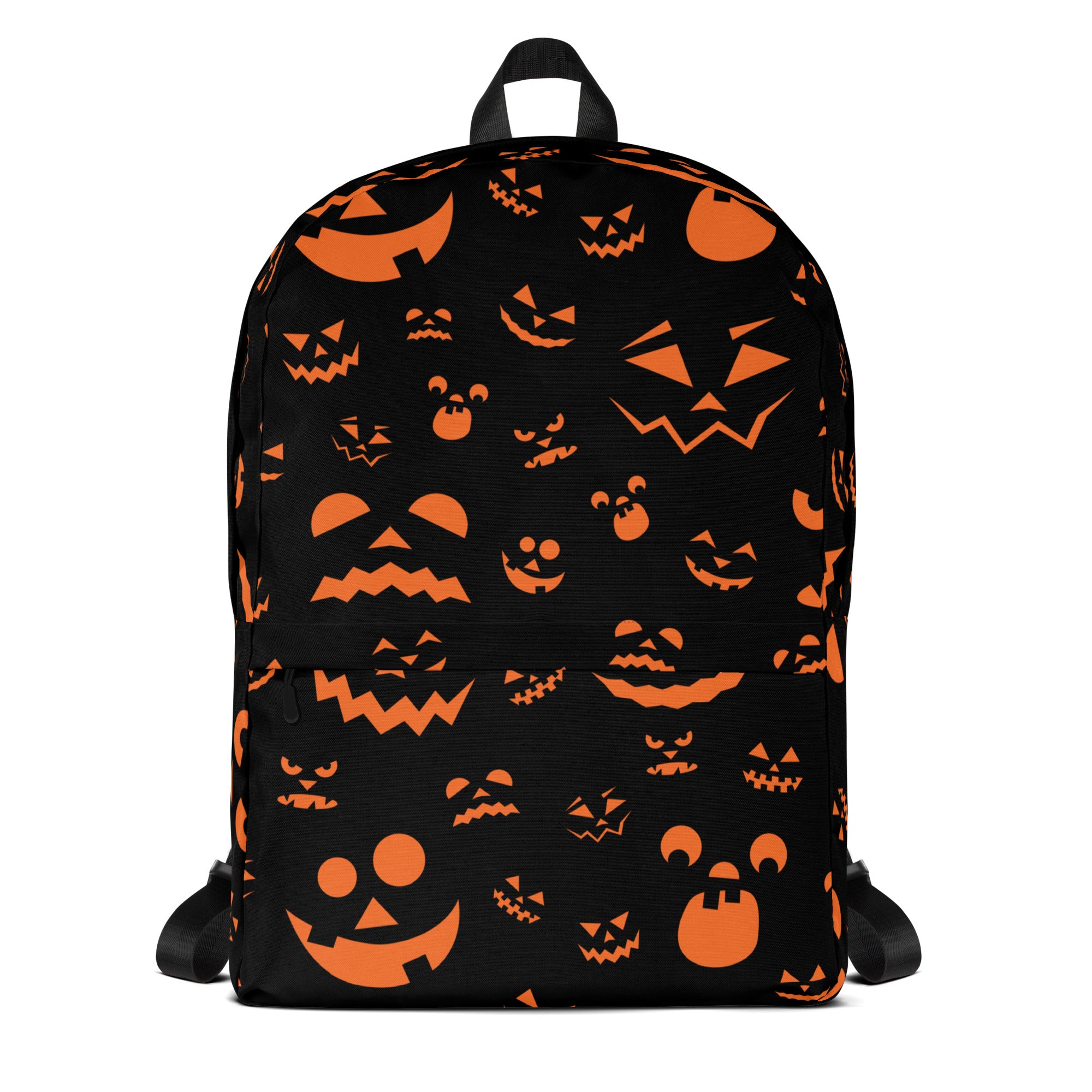 Kids Orange Jack-O’-Lantern Halloween Backpack - Water-Resistant School Bag With Adjustable Padded Straps & Breathable Mesh Back