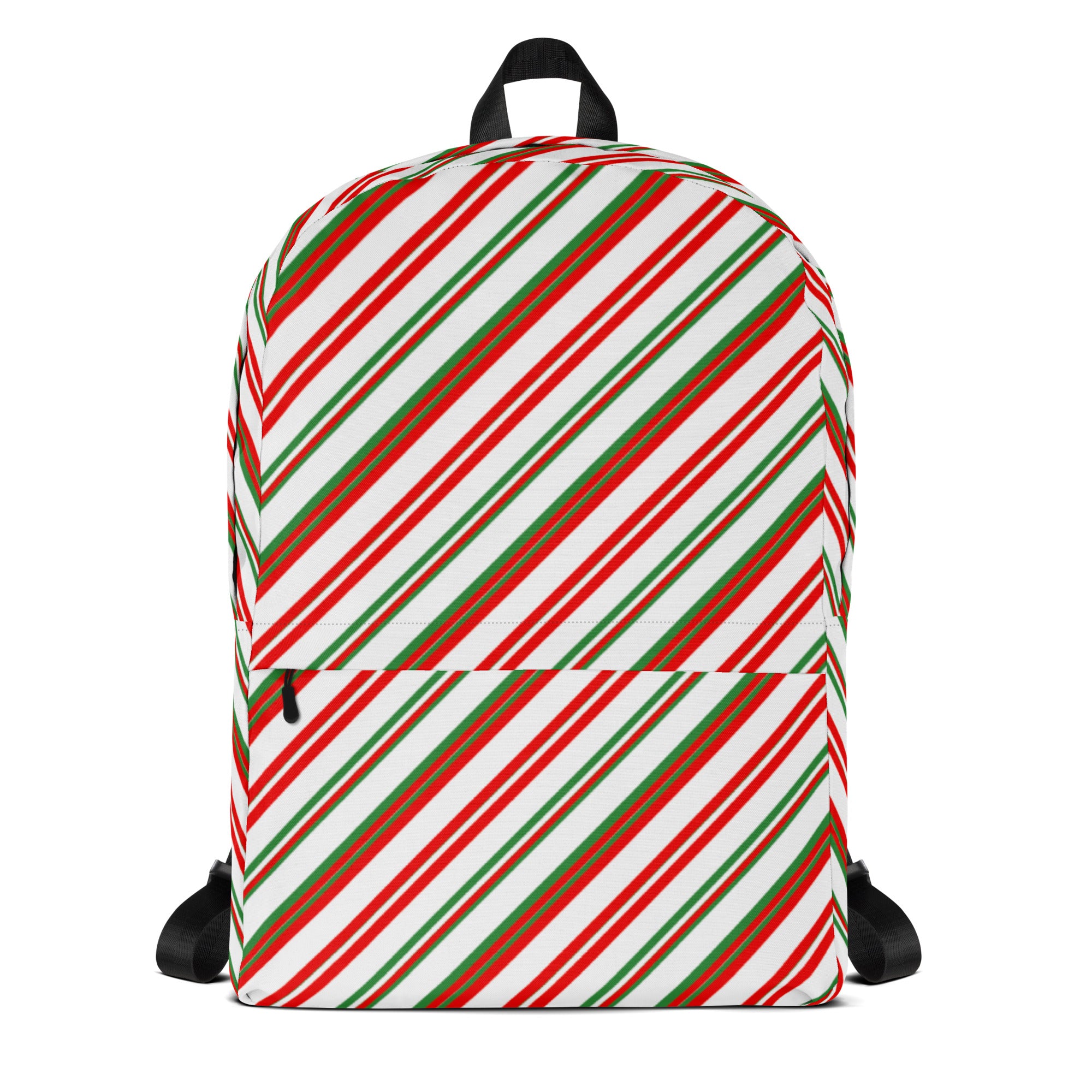 Kids Striped Peppermint Candy Cane Backpack - Water-Resistant School Bag With Adjustable Padded Straps & Breathable Mesh Back