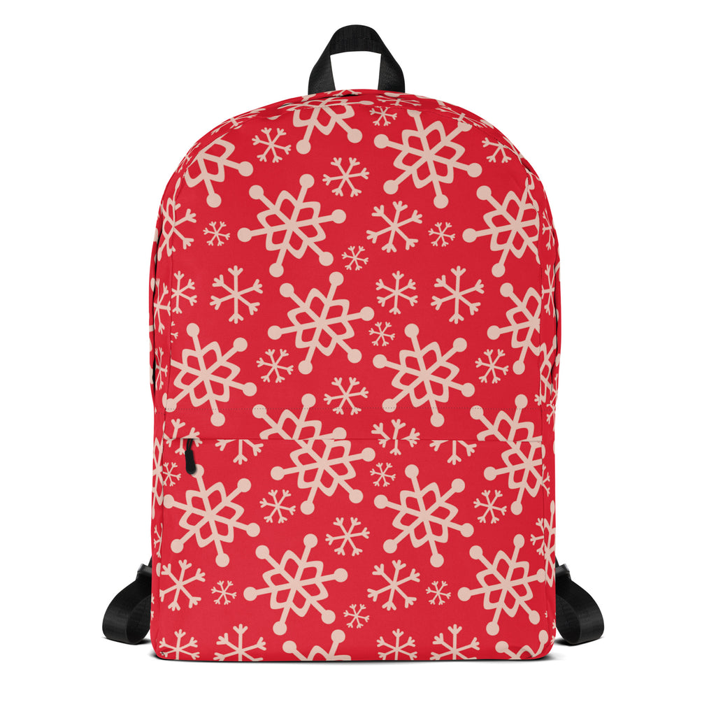 Kids Red Snowflake Backpack - Water-Resistant School Bag With Adjustable Padded Straps & Breathable Mesh Back