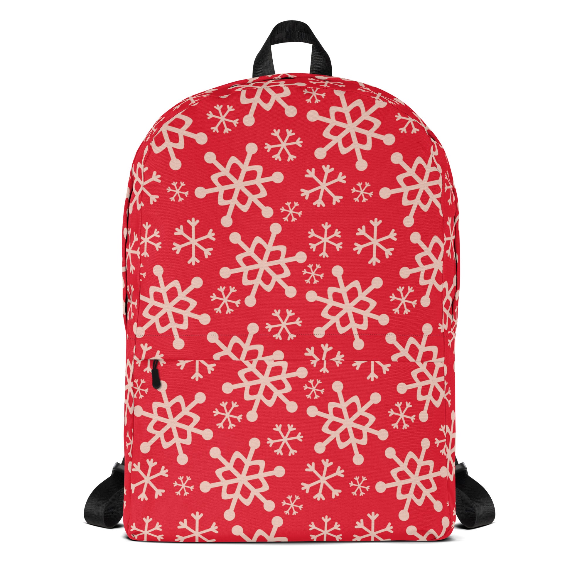 Kids Red Snowflake Backpack - Water-Resistant School Bag With Adjustable Padded Straps & Breathable Mesh Back