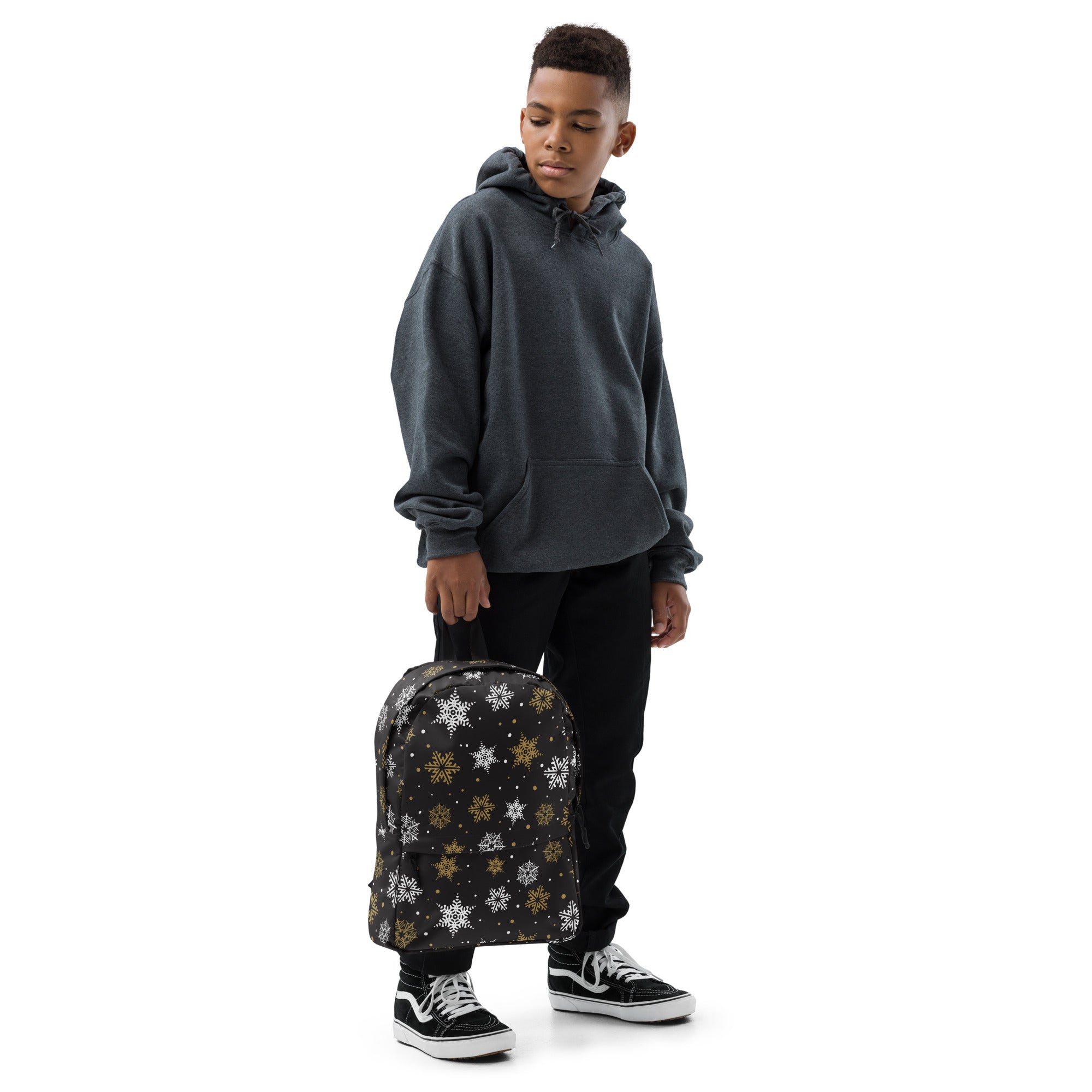Kids Golden Snowflake Backpack - Water-Resistant School Bag With Adjustable Padded Straps & Breathable Mesh Back
