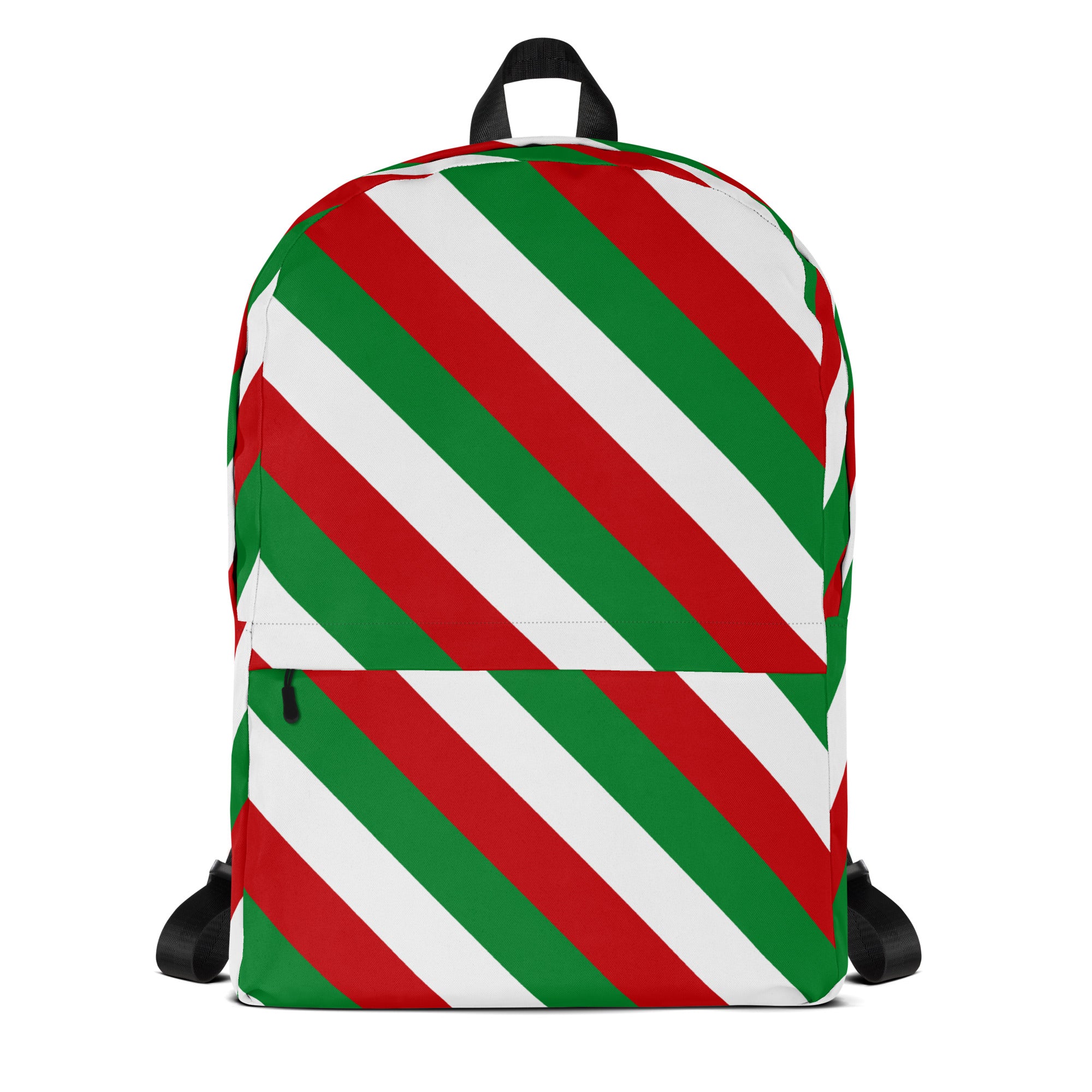 Kids Christmas Candy Cane Stripe Backpack - Water-Resistant School Bag With Adjustable Padded Straps & Breathable Mesh Back