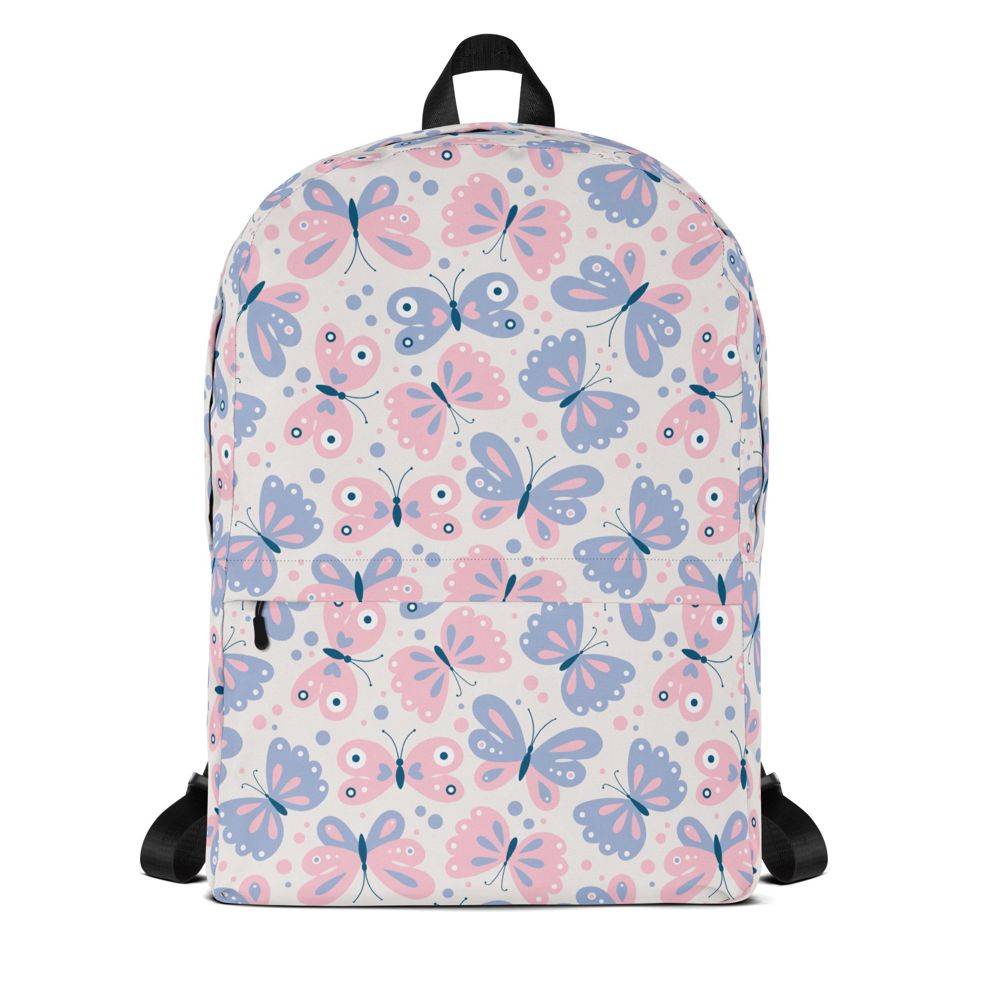 Girls Butterfly Print Backpack - Water-Resistant School Bag With Adjustable Padded Straps & Breathable Mesh Back