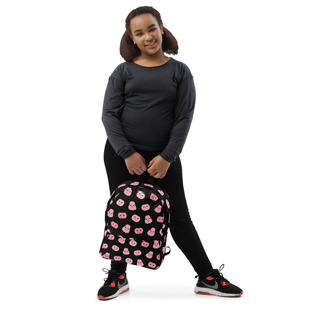 Girls Pink Pumpkins Halloween Backpack - Water-Resistant School Bag With Adjustable Padded Straps & Breathable Mesh Back