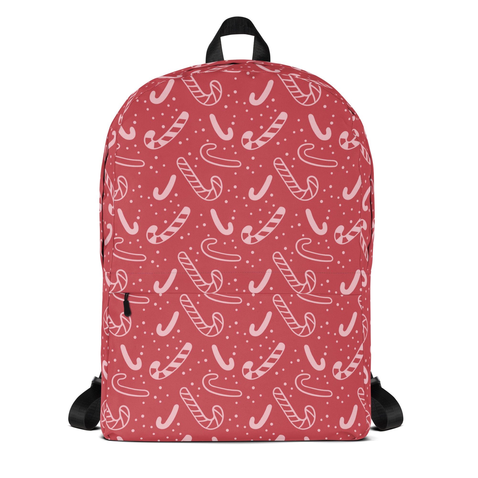 Kids Red Candy Cane Christmas Backpack - Water-Resistant School Bag With Adjustable Padded Straps & Breathable Mesh Back