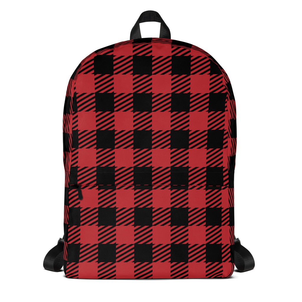 Kids Red Buffalo Plaid Backpack - Water-Resistant School Bag With Adjustable Padded Straps & Breathable Mesh Back