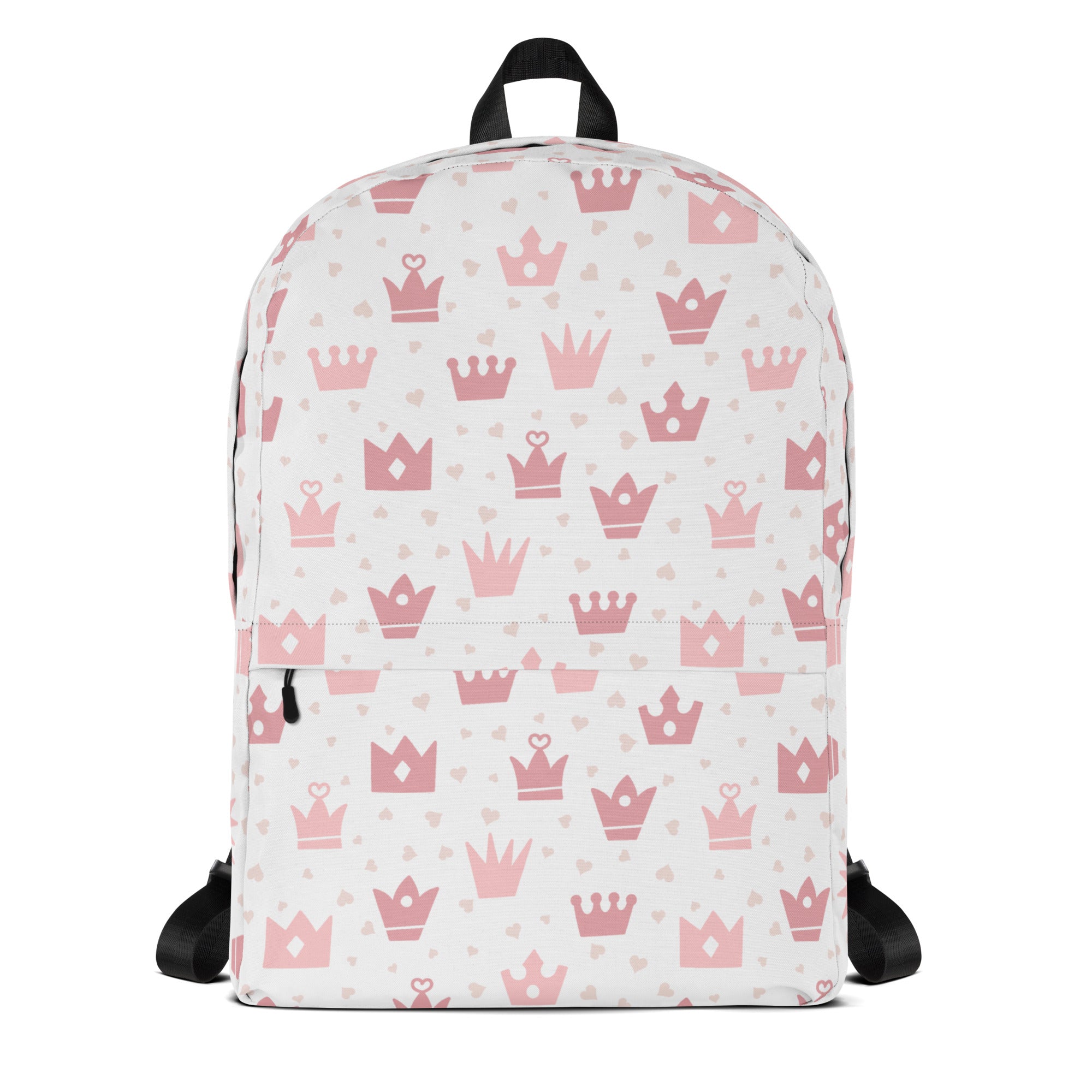 Girls Pink Crowns Backpack - Water-Resistant School Bag With Adjustable Padded Straps & Breathable Mesh Back