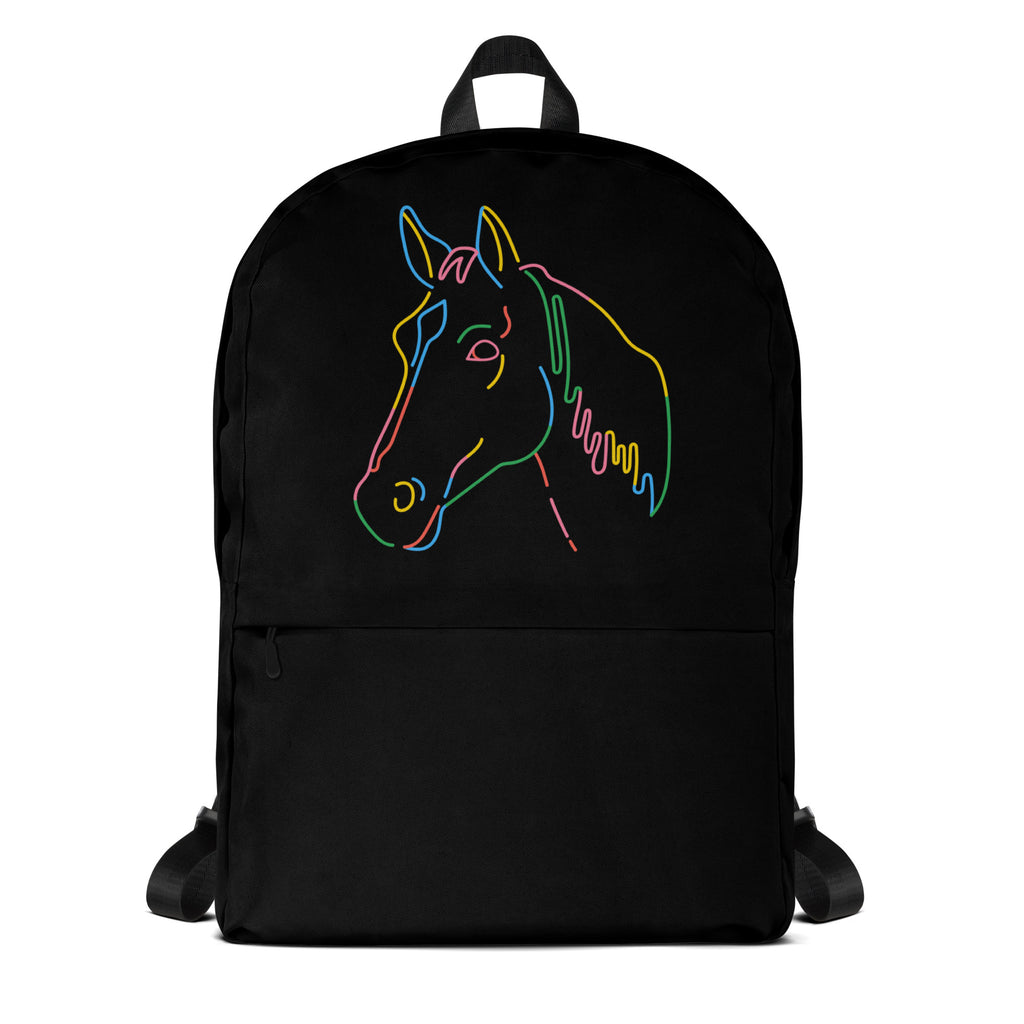Kids Colorful Horse Outline Backpack - Water-Resistant School Bag With Adjustable Padded Straps & Breathable Mesh Back