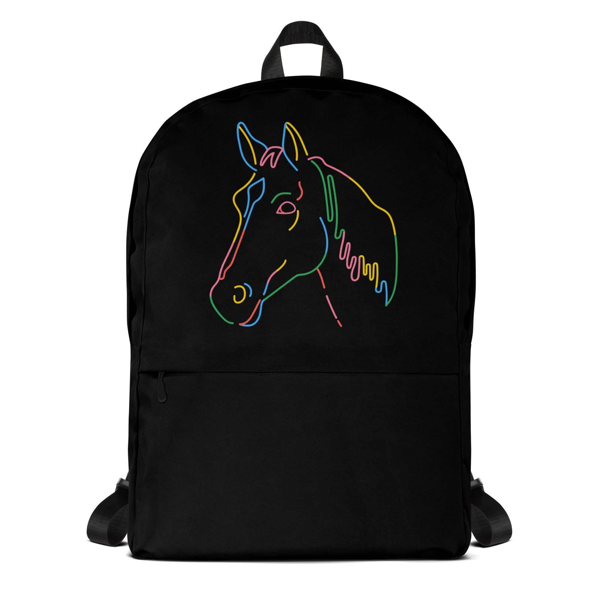 Kids Colorful Horse Outline Backpack - Water-Resistant School Bag With Adjustable Padded Straps & Breathable Mesh Back