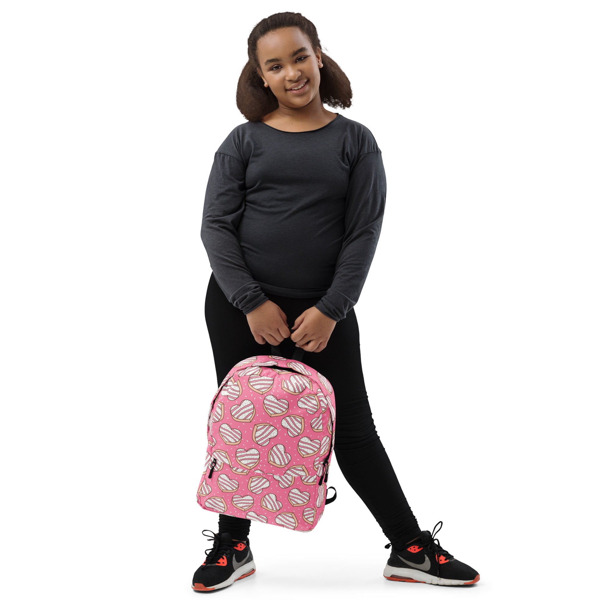 Girls Pink Heart Cookies Backpack - Water-Resistant School Bag With Adjustable Padded Straps & Breathable Mesh Back