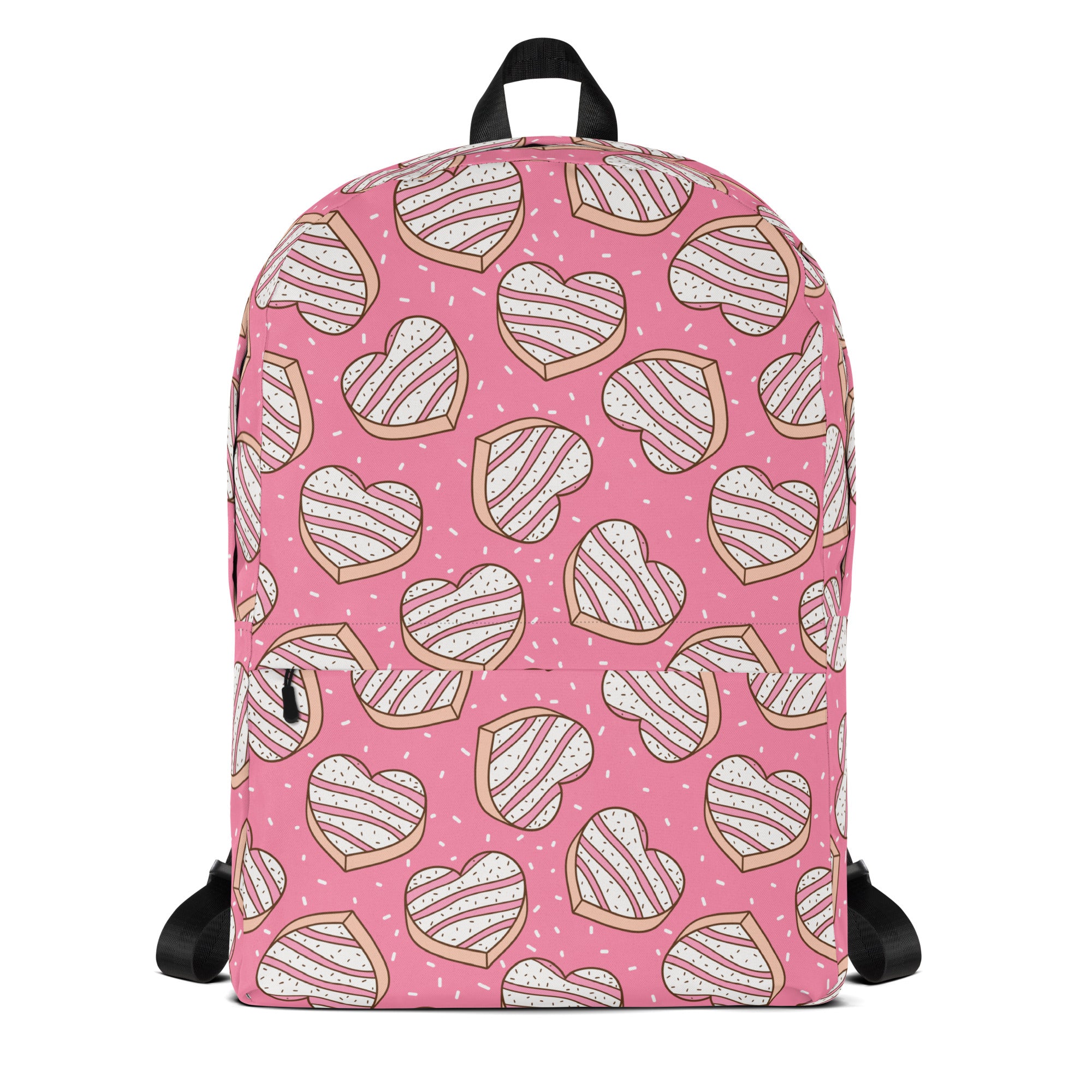 Girls Pink Heart Cookies Backpack - Water-Resistant School Bag With Adjustable Padded Straps & Breathable Mesh Back