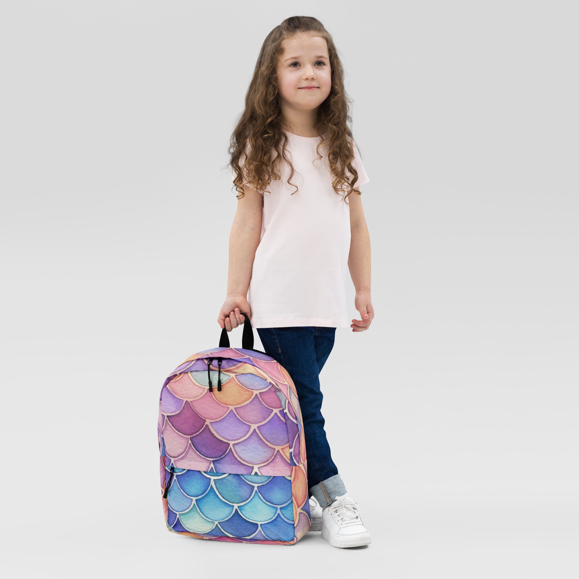 Girls Watercolor Mermaid Backpack - Water-Resistant School Bag With Adjustable Padded Straps & Breathable Mesh Back