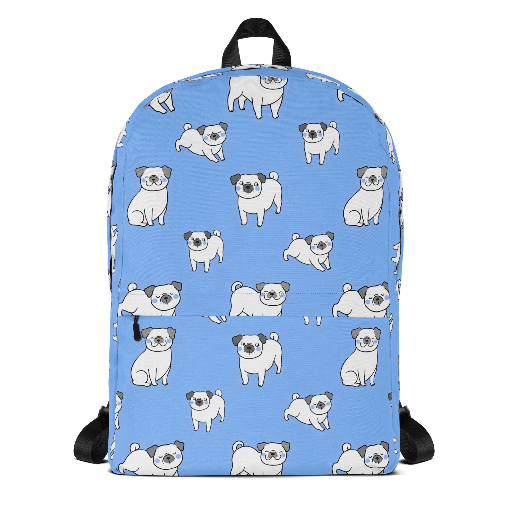 Kids Blue Pug Backpack - Water-Resistant School Bag With Adjustable Padded Straps & Breathable Mesh Back