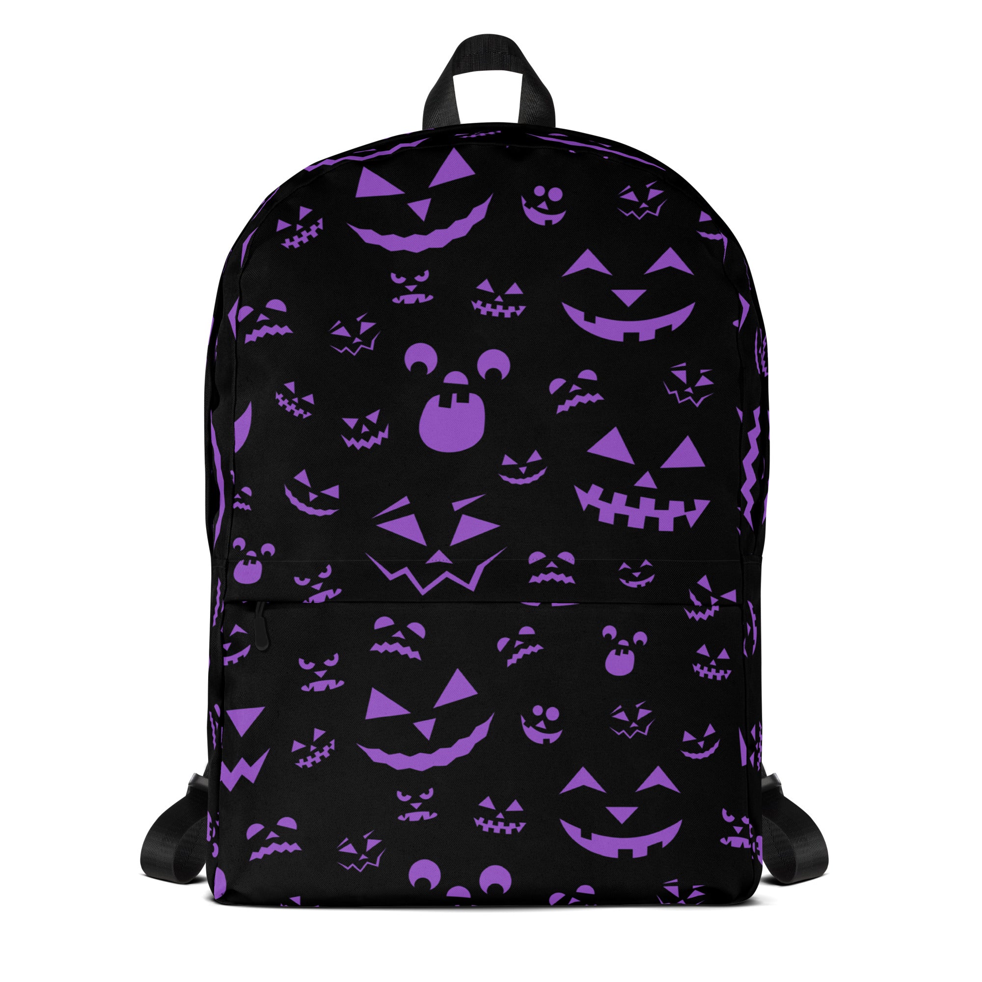 Kids Purple Jack-O’-Lantern Halloween Backpack - Water-Resistant School Bag With Adjustable Padded Straps & Breathable Mesh Back