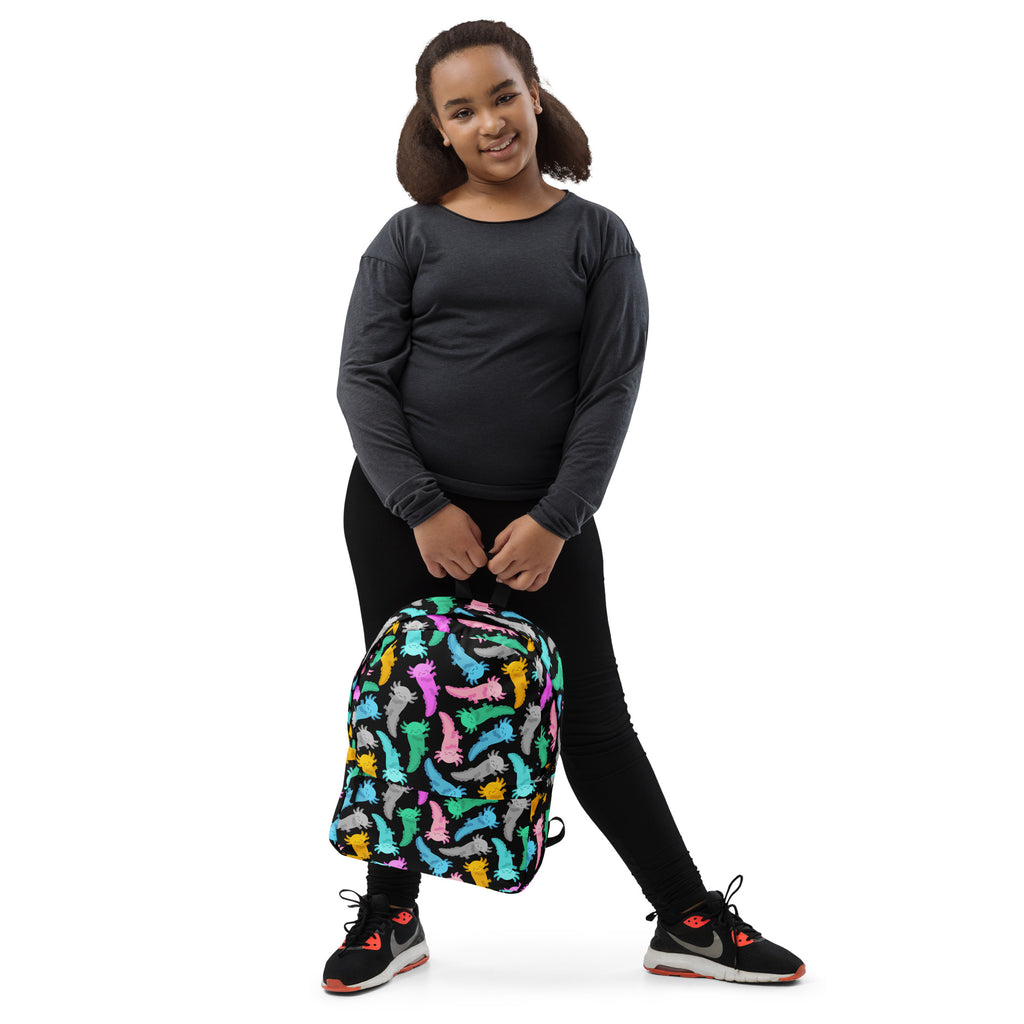 Girls Colorful Axolotl Backpack - Water-Resistant School Bag With Adjustable Padded Straps & Breathable Mesh Back