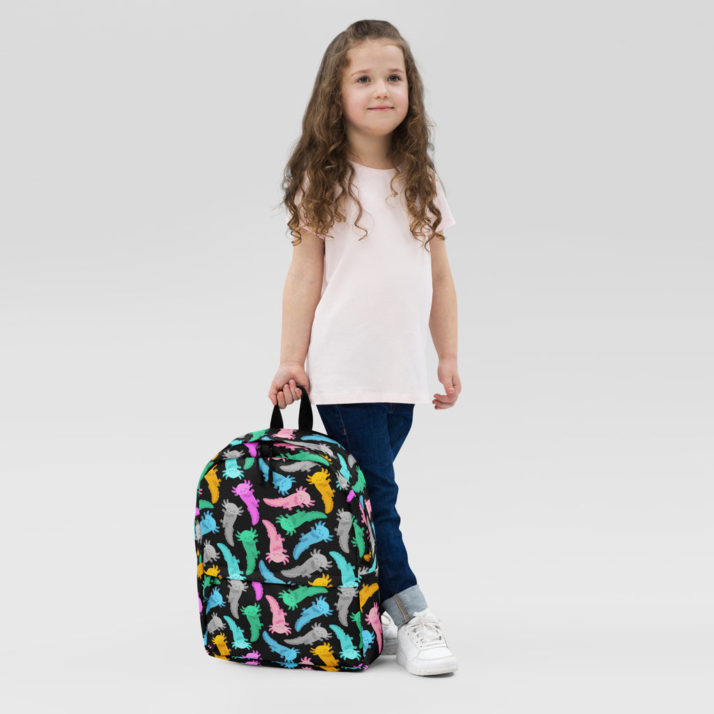 Girls Colorful Axolotl Backpack - Water-Resistant School Bag With Adjustable Padded Straps & Breathable Mesh Back