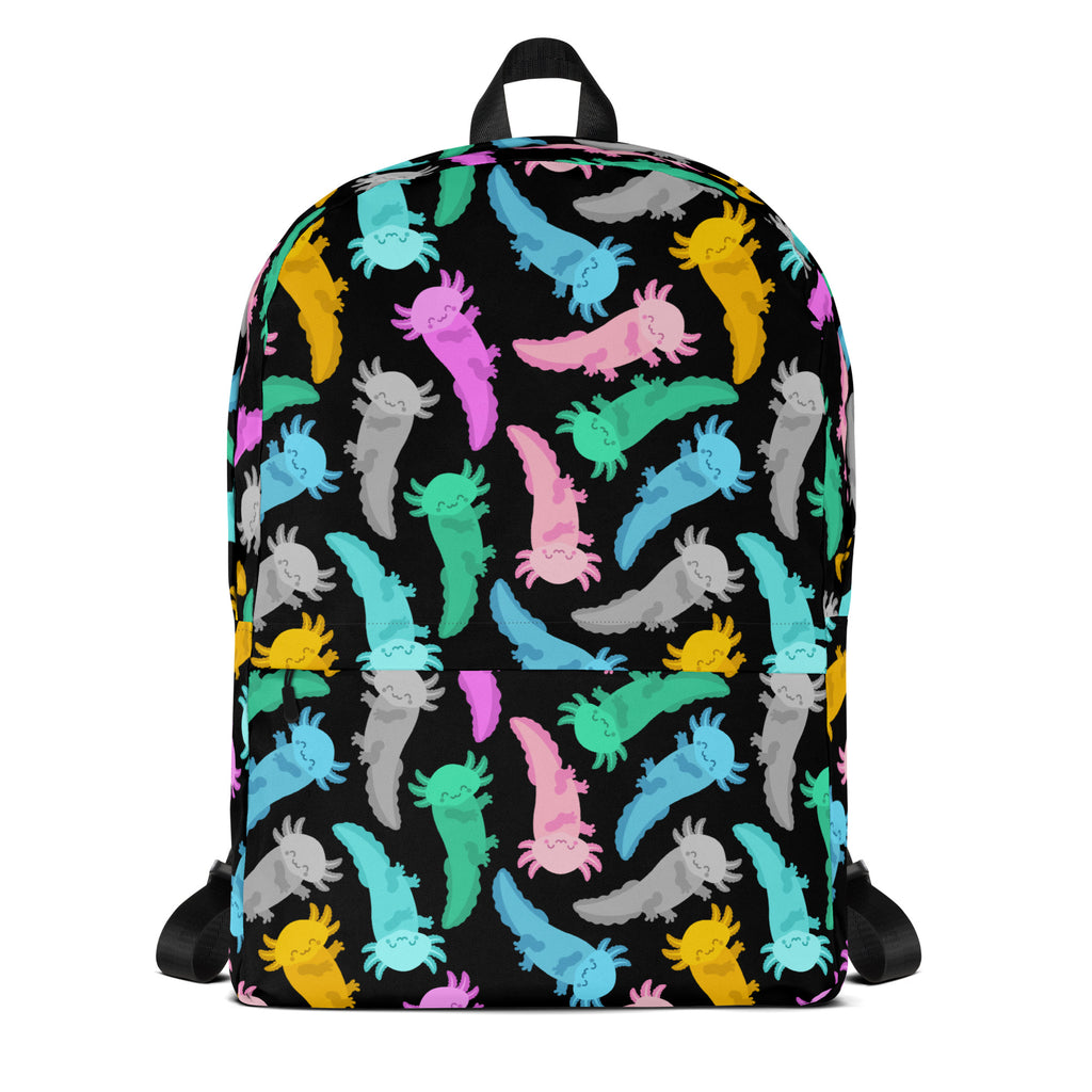 Girls Colorful Axolotl Backpack - Water-Resistant School Bag With Adjustable Padded Straps & Breathable Mesh Back