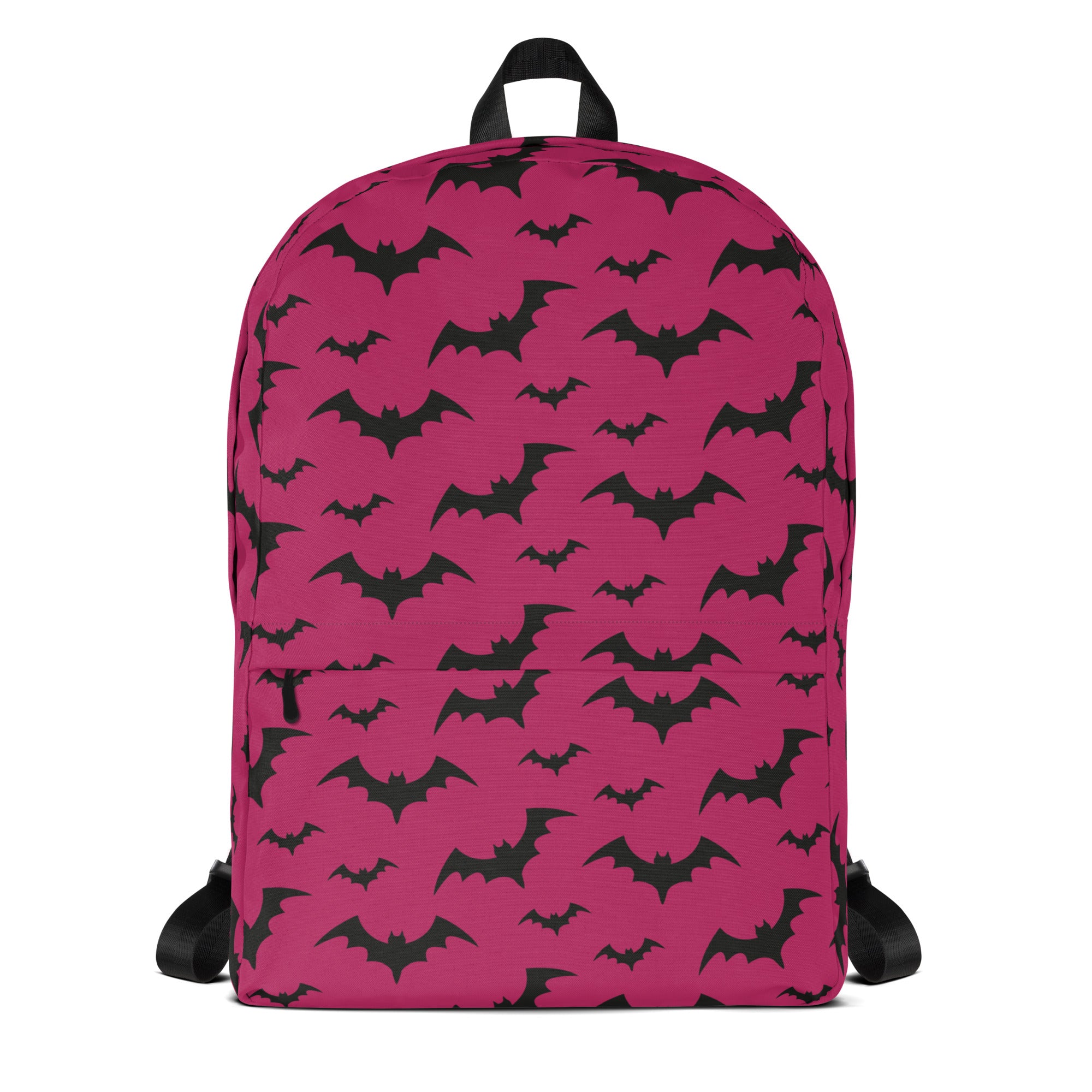 Girls Dark Pink Bats Backpack - Water-Resistant School Bag With Adjustable Padded Straps & Breathable Mesh Back