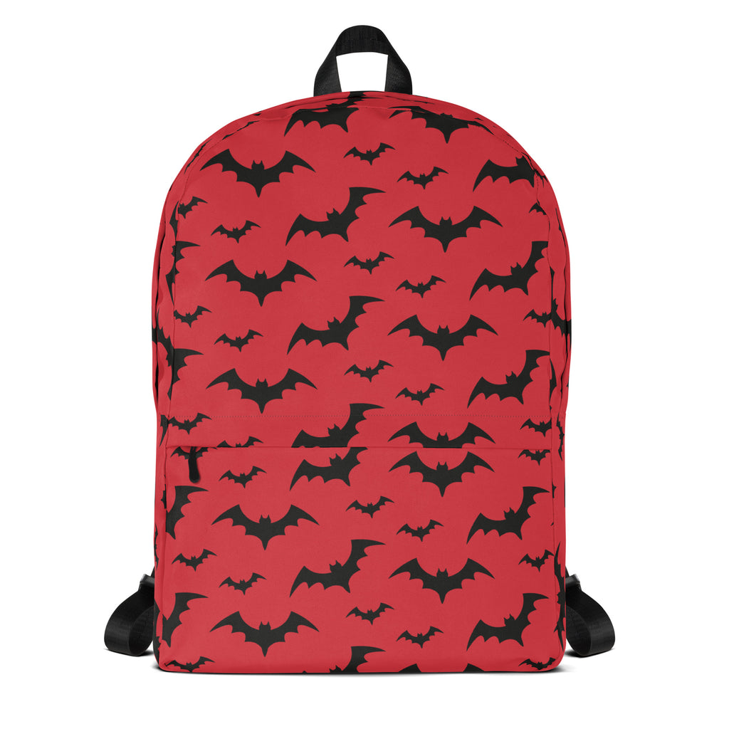 Kids Red Bats Backpack - Water-Resistant School Bag With Adjustable Padded Straps & Breathable Mesh Back