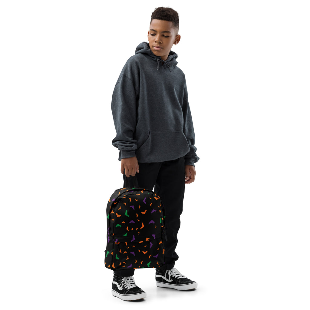 Kids Colorful Halloween Bat Backpack - Water-Resistant School Bag With Adjustable Padded Straps & Breathable Mesh Back