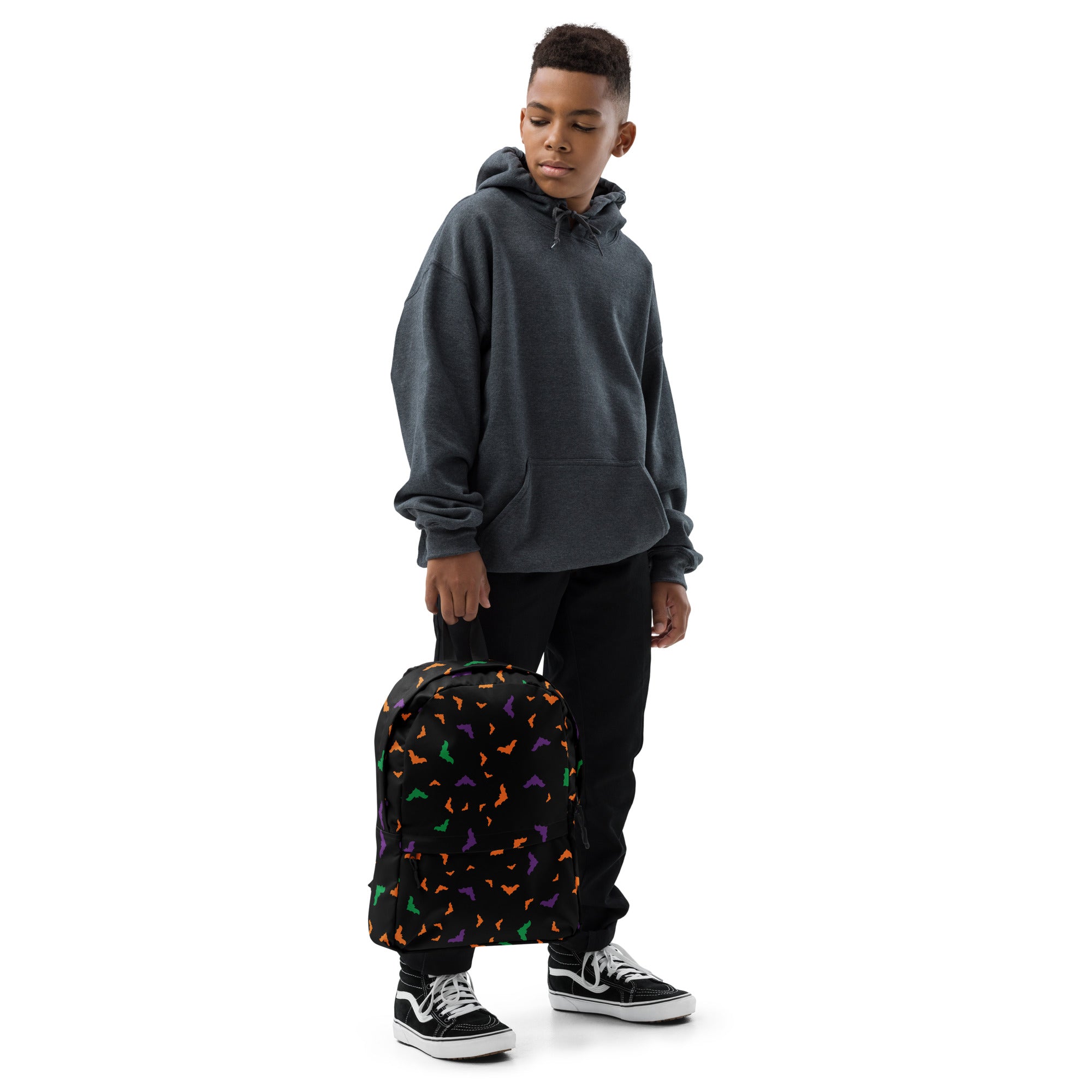 Kids Colorful Halloween Bat Backpack - Water-Resistant School Bag With Adjustable Padded Straps & Breathable Mesh Back