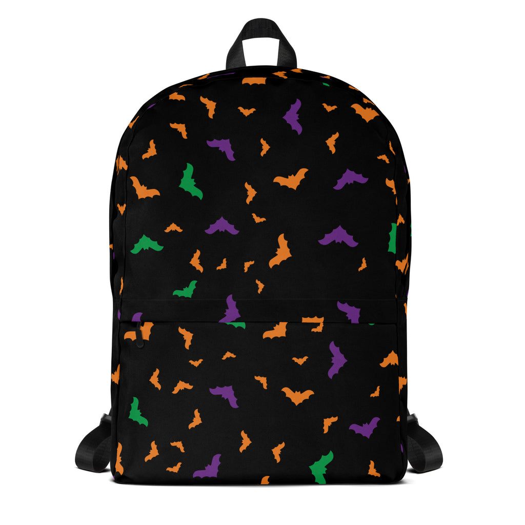 Kids Colorful Halloween Bat Backpack - Water-Resistant School Bag With Adjustable Padded Straps & Breathable Mesh Back