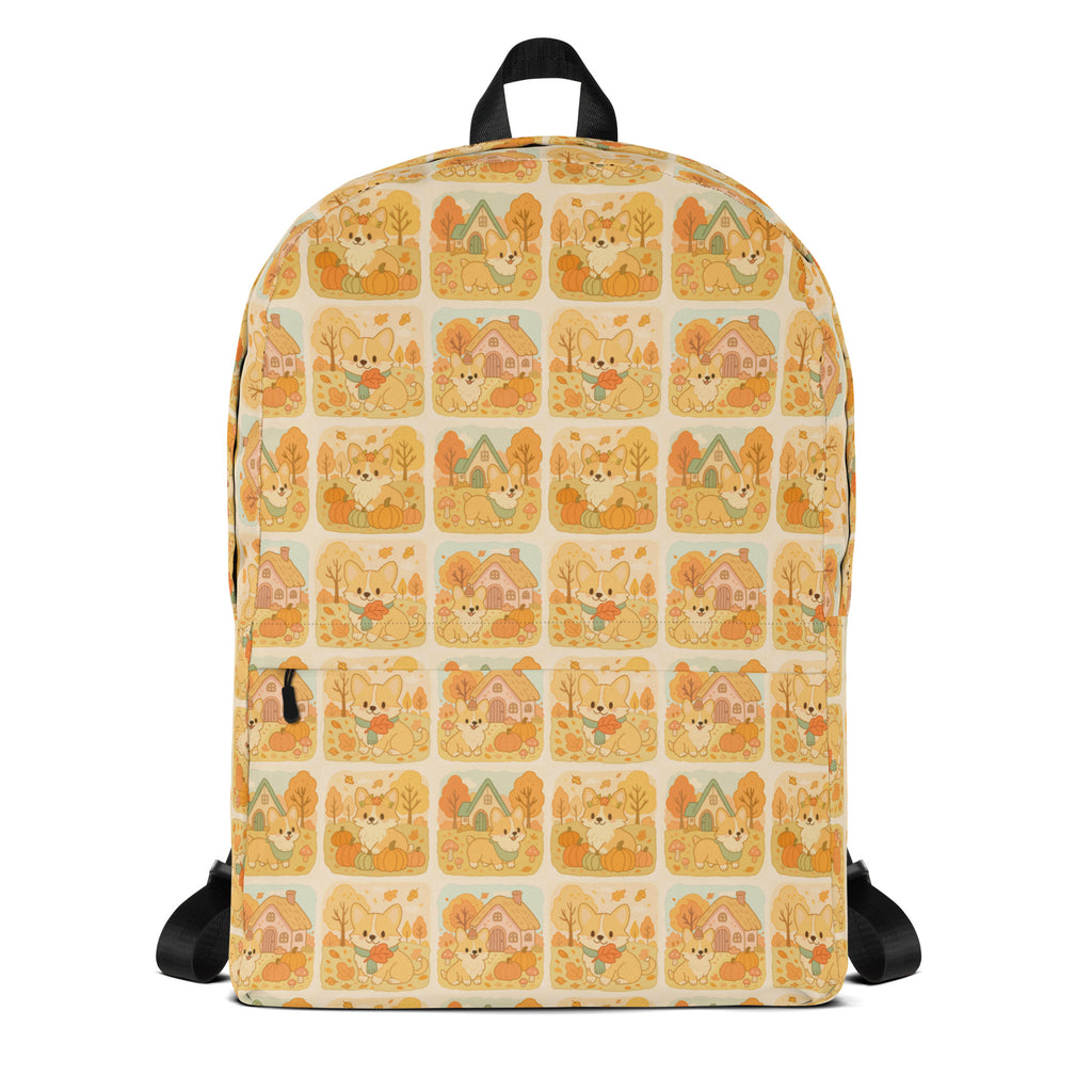 Kids Fall Corgi Backpack - Water-Resistant School Bag With Adjustable Padded Straps & Breathable Mesh Back