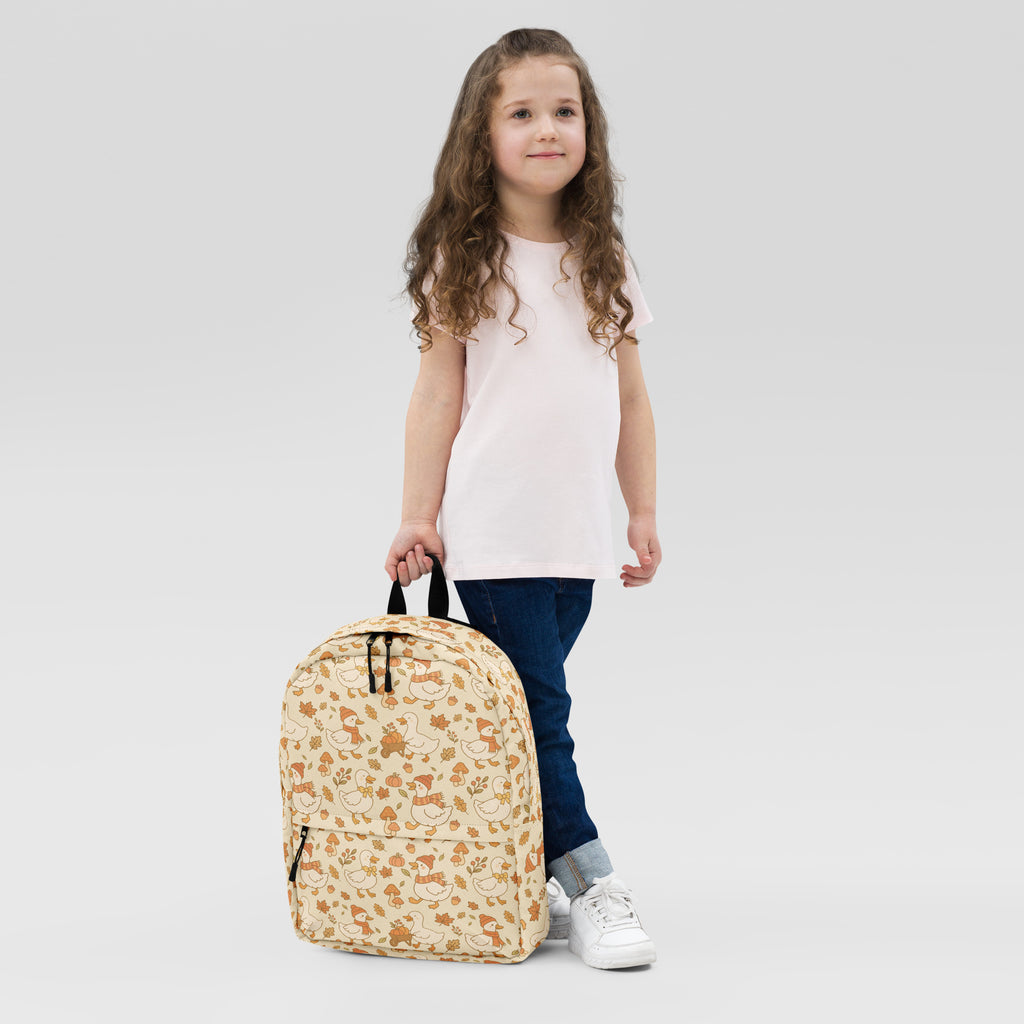 Kids Autumn Ducks Backpack - Water-Resistant School Bag With Adjustable Padded Straps & Breathable Mesh Back
