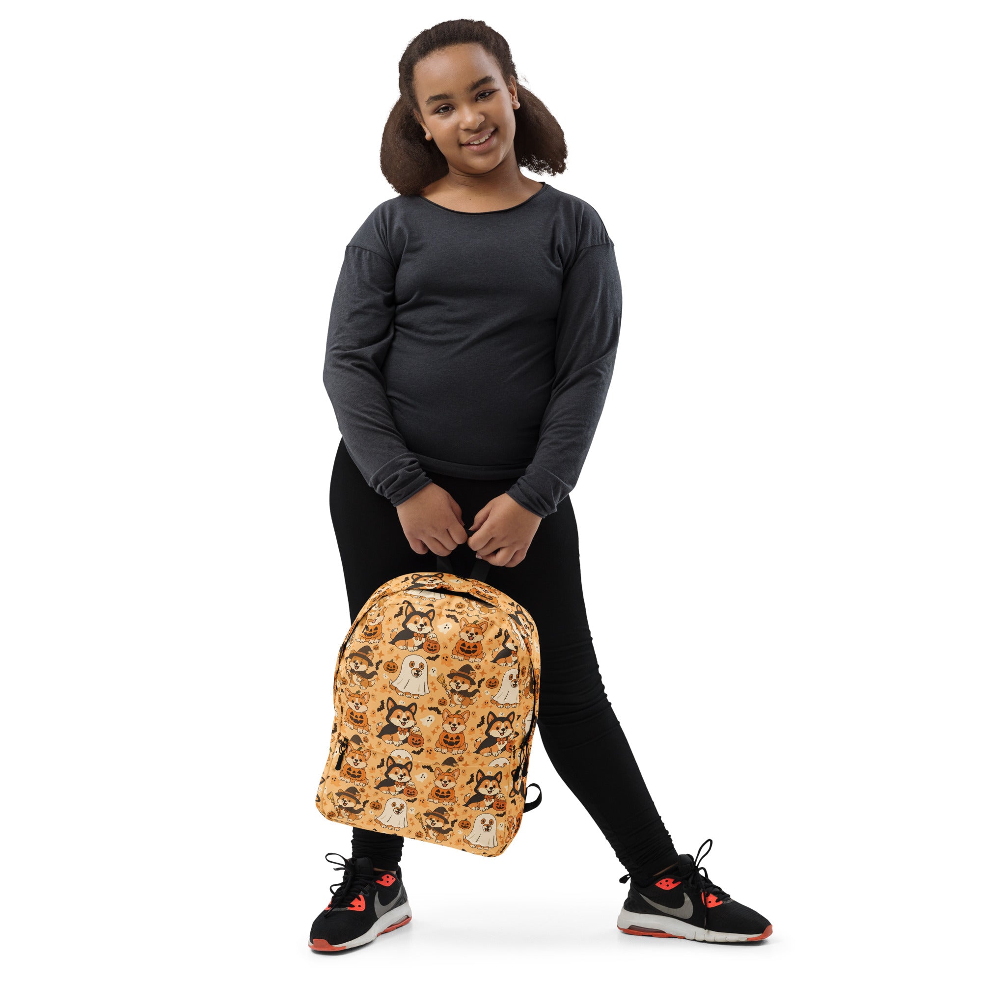 Kids Halloween Corgi Backpack - Water-Resistant School Bag With Adjustable Padded Straps & Breathable Mesh Back