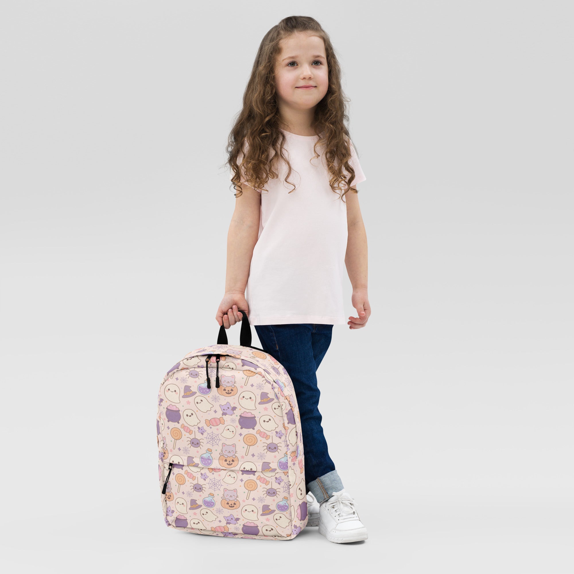 Girls Pastel Halloween Backpack - Water-Resistant School Bag With Adjustable Padded Straps & Breathable Mesh Back