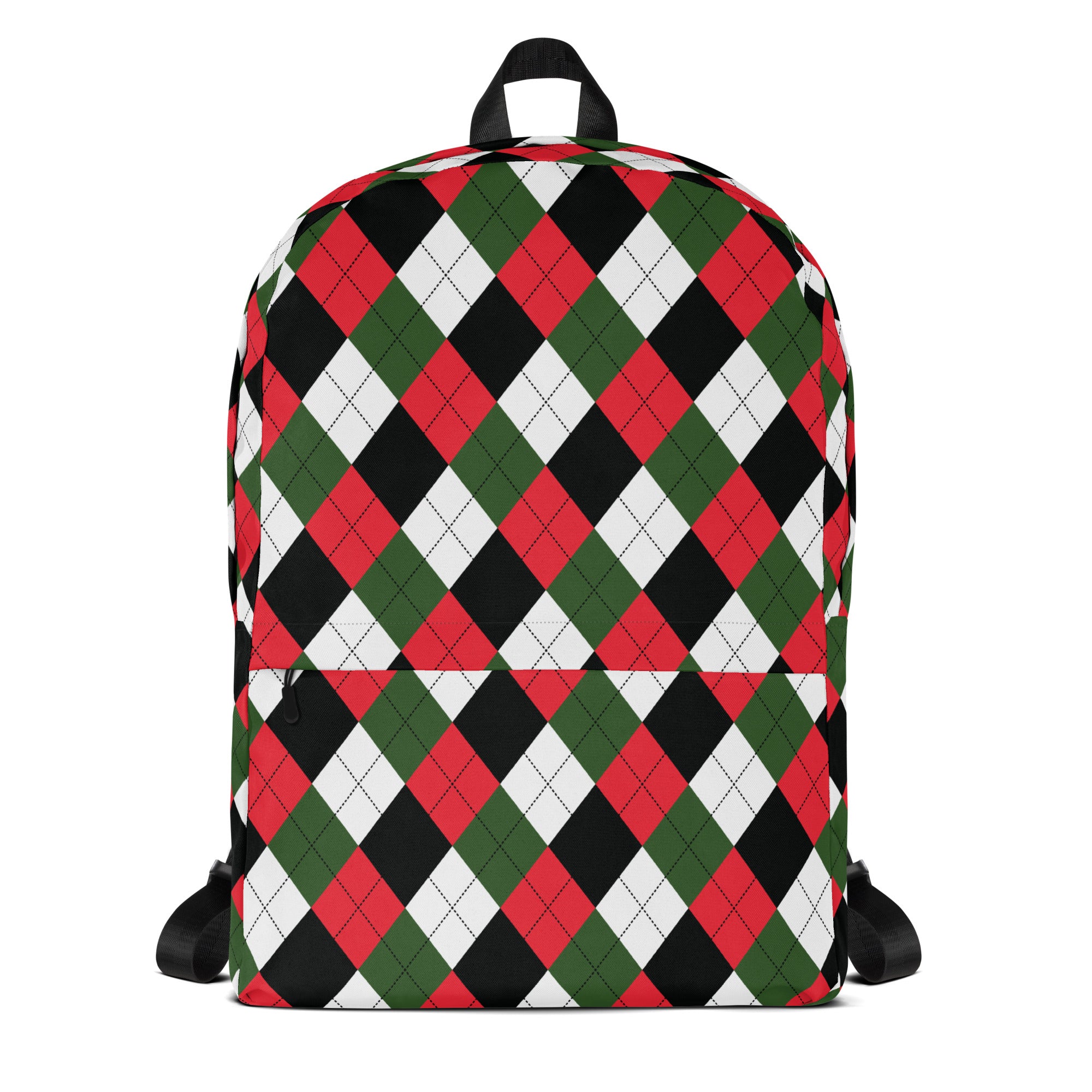 Kids Christmas Argyle Backpack - Water-Resistant School Bag With Adjustable Padded Straps & Breathable Mesh Back