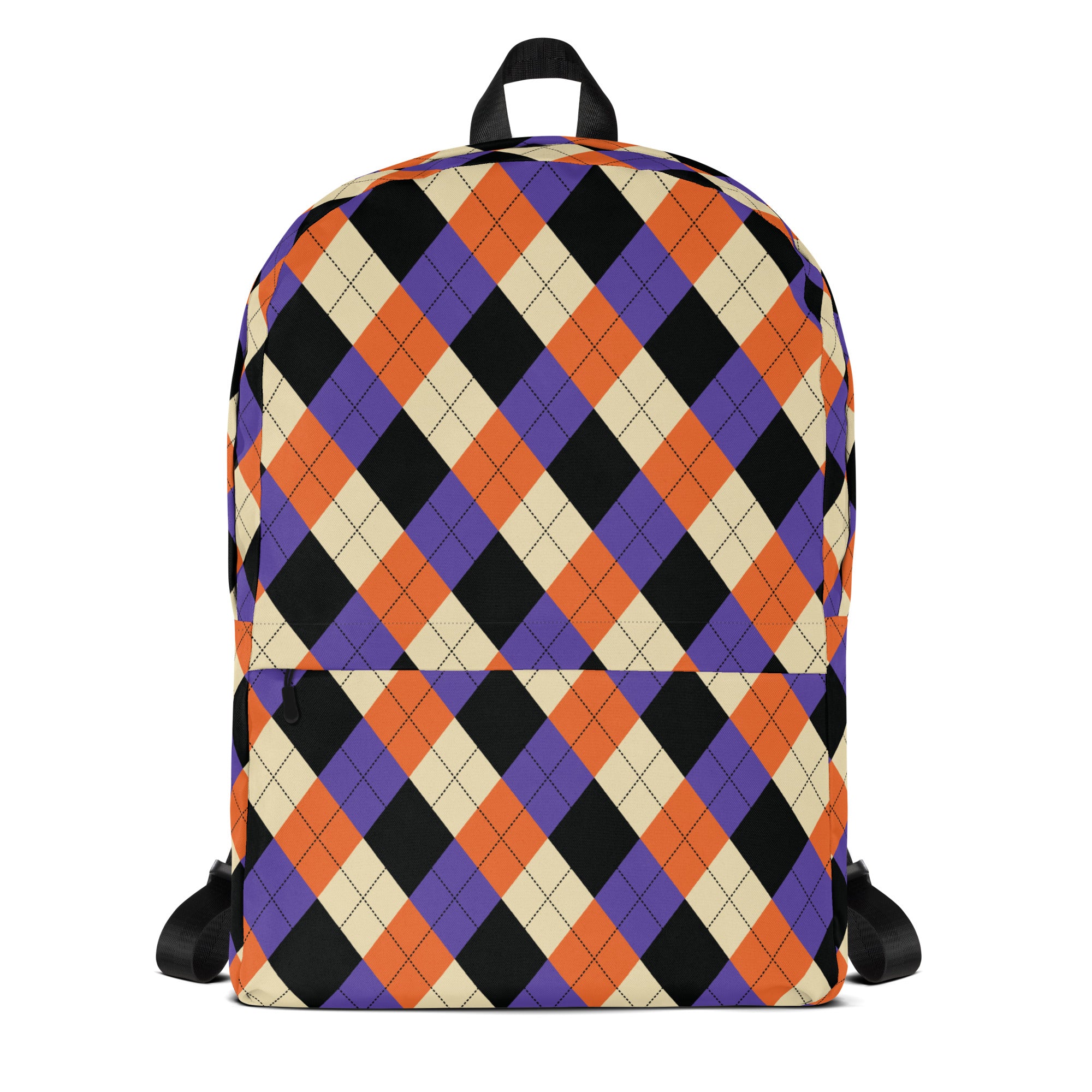 Kids Halloween Argyle Backpack - Water-Resistant School Bag With Adjustable Padded Straps & Breathable Mesh Back