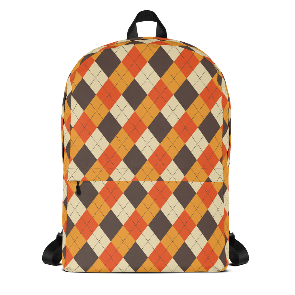 Kids Autumn Argyle Backpack - Water-Resistant School Bag With Adjustable Padded Straps & Breathable Mesh Back