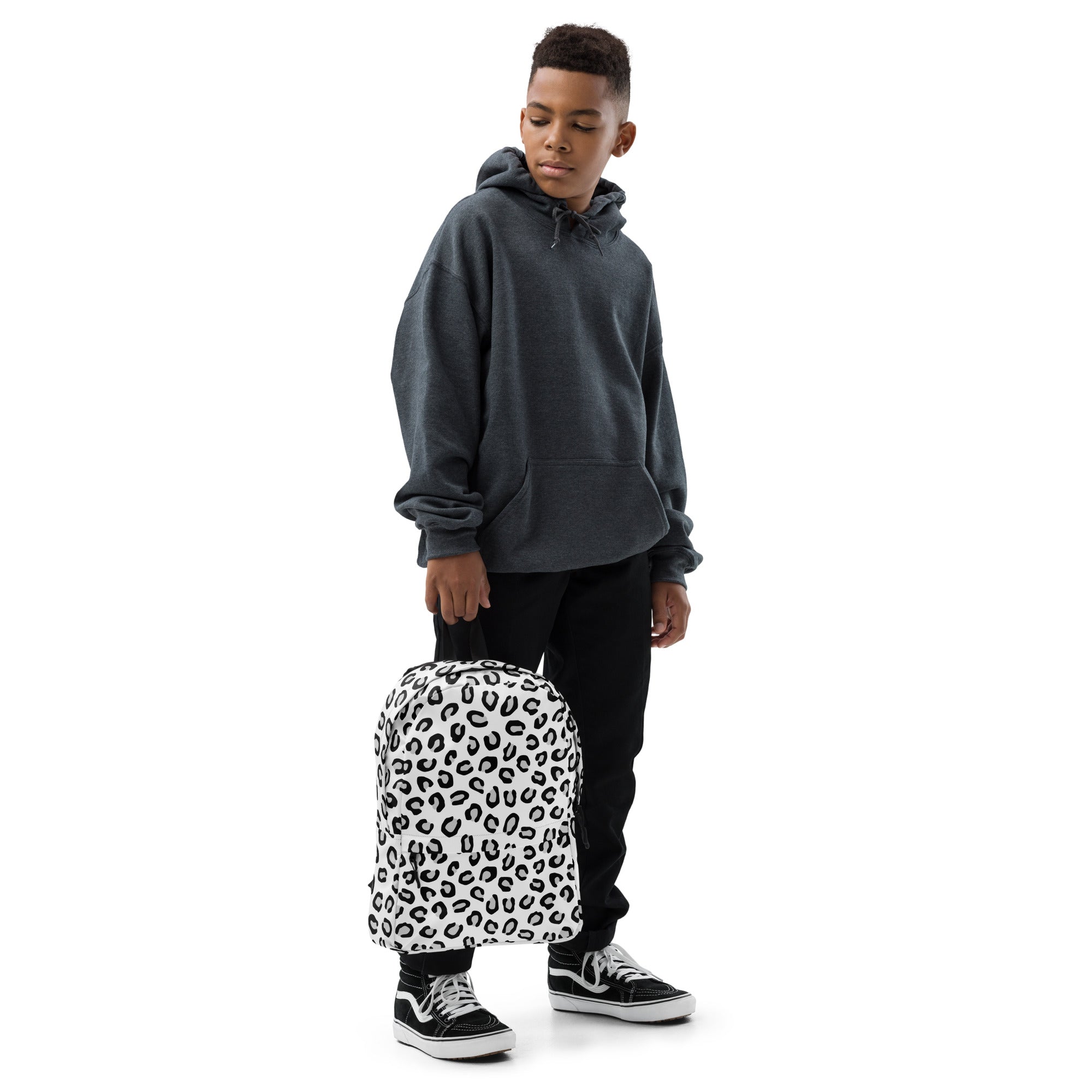 Kids White Leopard Backpack - Water-Resistant School Bag With Adjustable Padded Straps & Breathable Mesh Back