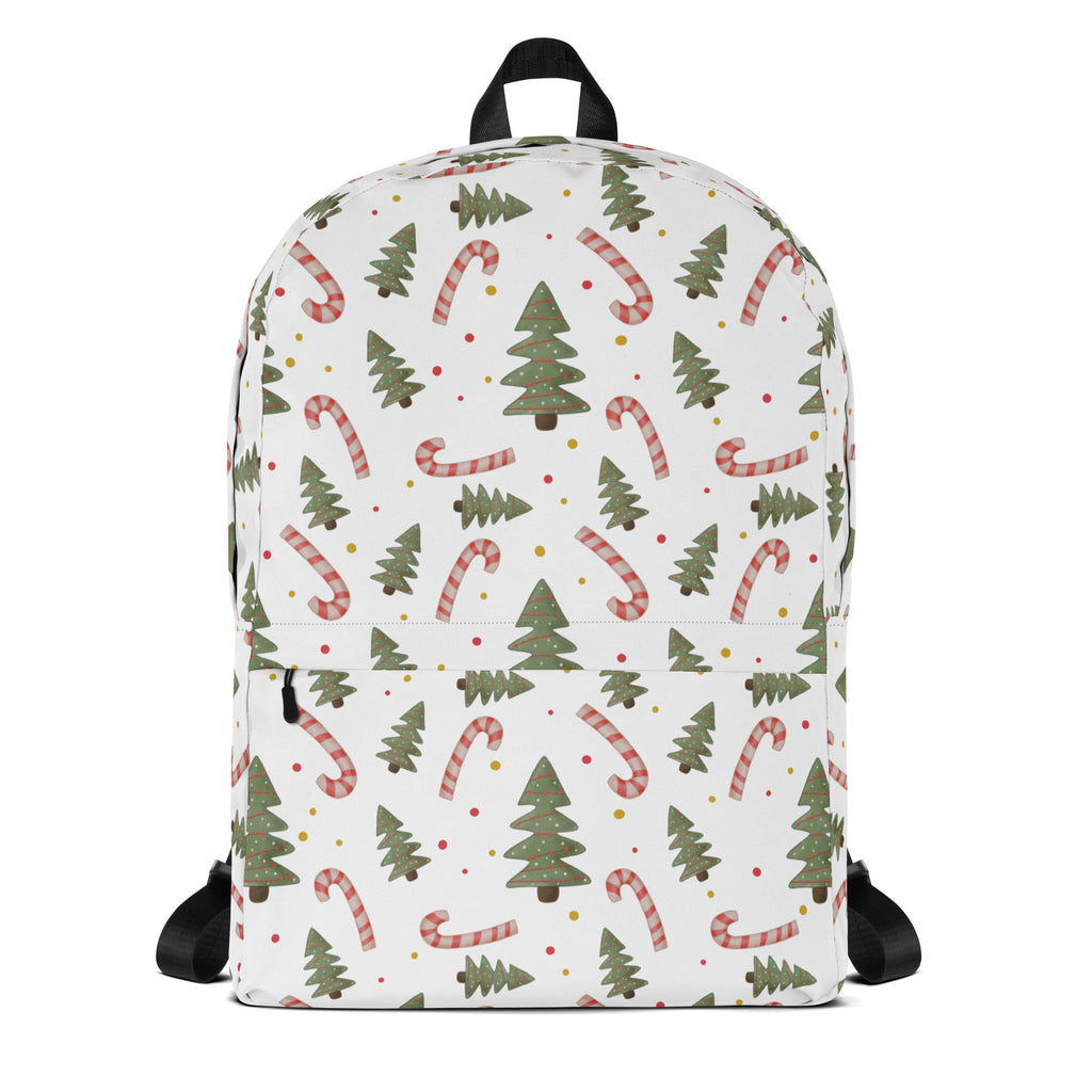 Kids Candy Cane Christmas Tree Backpack - Water-Resistant School Bag With Adjustable Padded Straps & Breathable Mesh Back
