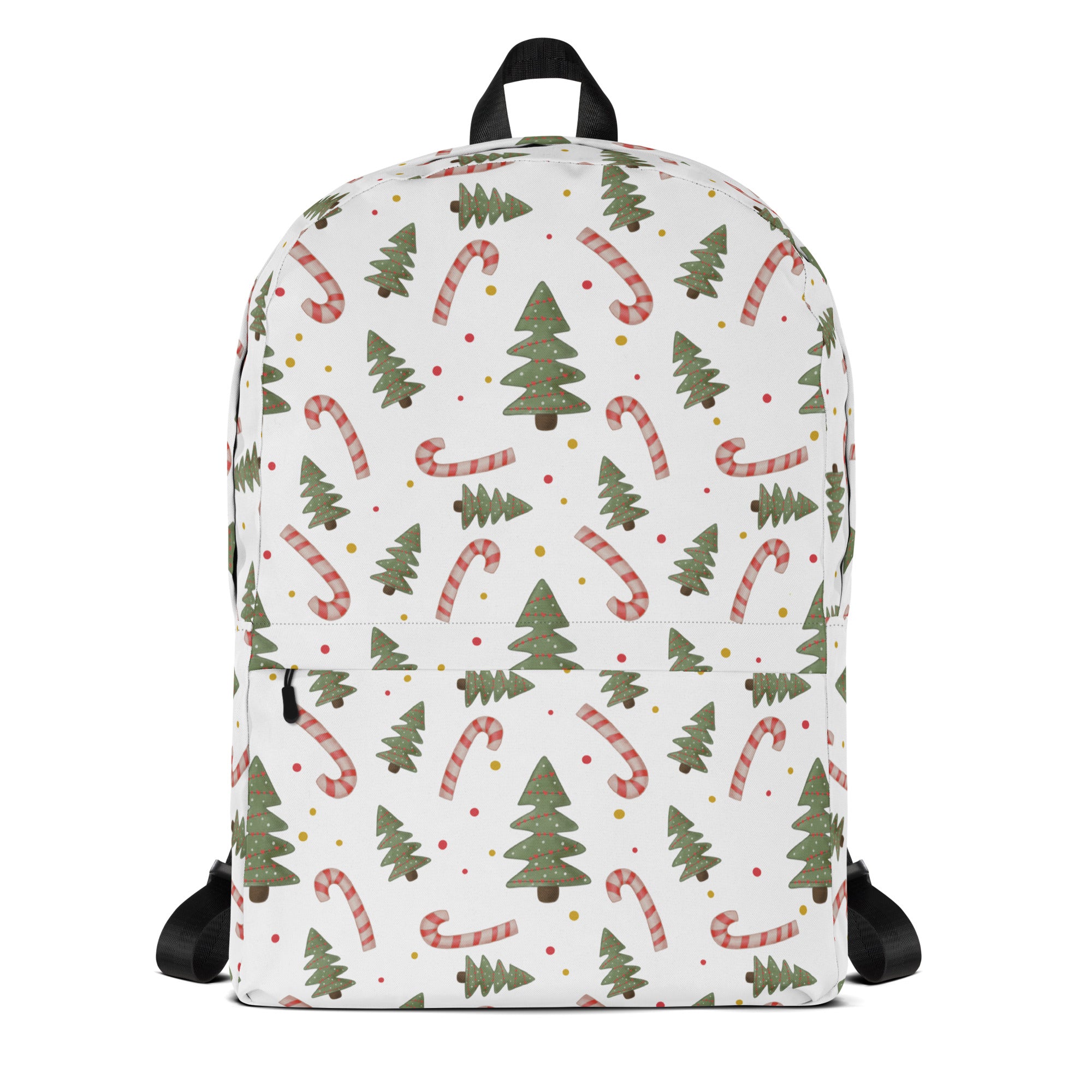 Kids Candy Cane Christmas Tree Backpack - Water-Resistant School Bag With Adjustable Padded Straps & Breathable Mesh Back