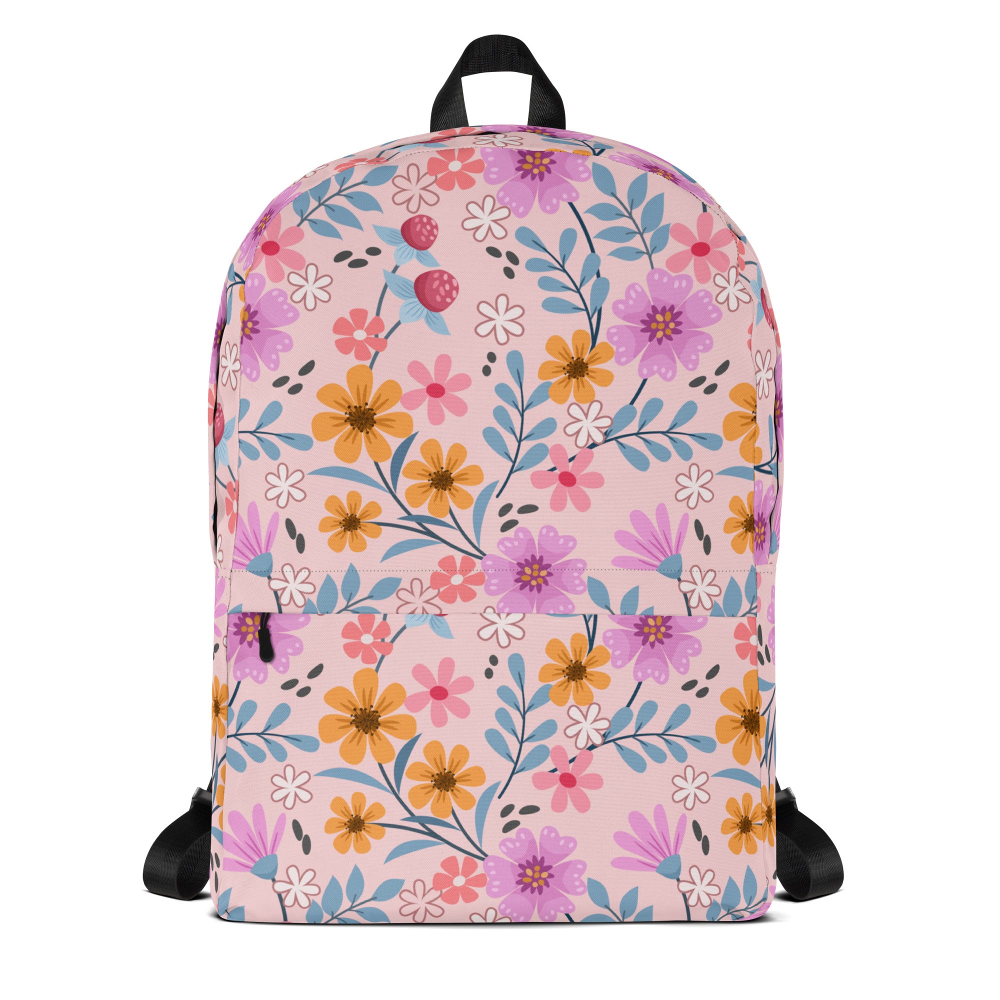 Girls Pink Floral Backpack - Water-Resistant School Bag With Adjustable Padded Straps & Breathable Mesh Back