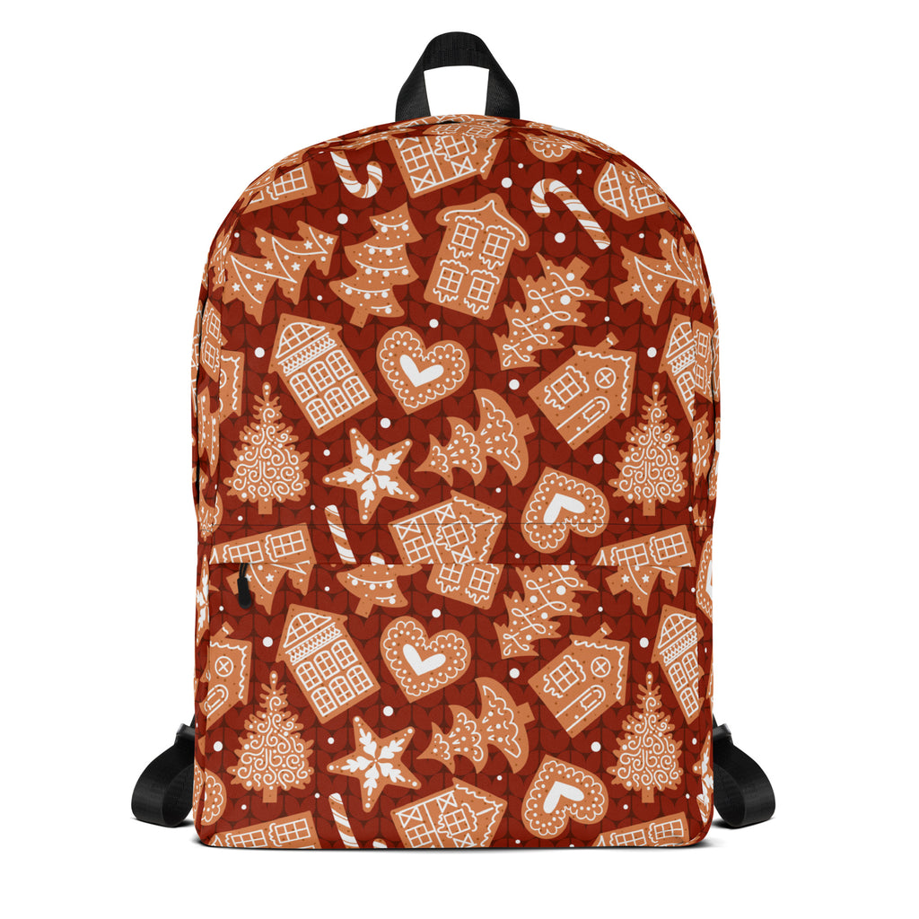 Kids Red Gingerbread Cookies Backpack - Water-Resistant School Bag With Adjustable Padded Straps & Breathable Mesh Back