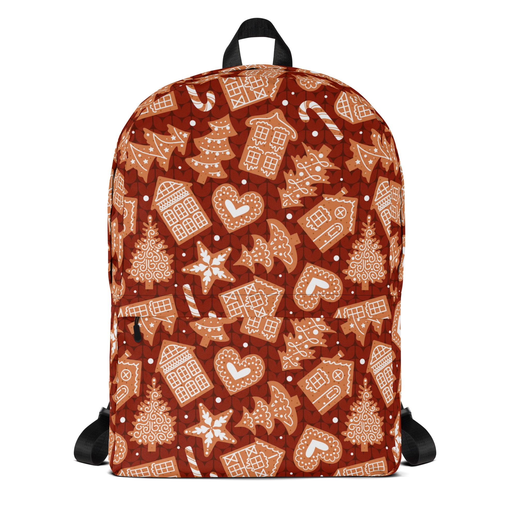 Kids Red Gingerbread Cookies Backpack - Water-Resistant School Bag With Adjustable Padded Straps & Breathable Mesh Back