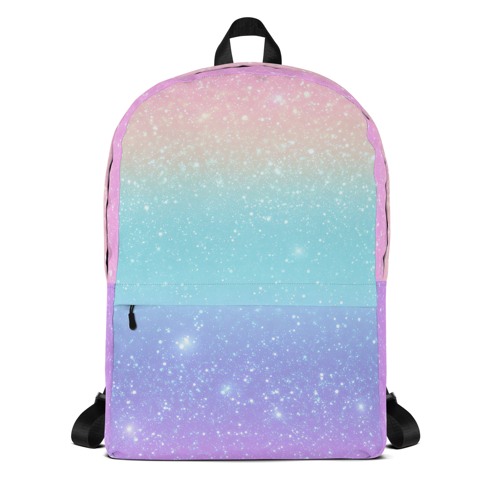 Girls Faux Sparkle Effect Rainbow Backpack - Water-Resistant School Bag With Adjustable Padded Straps & Breathable Mesh Back