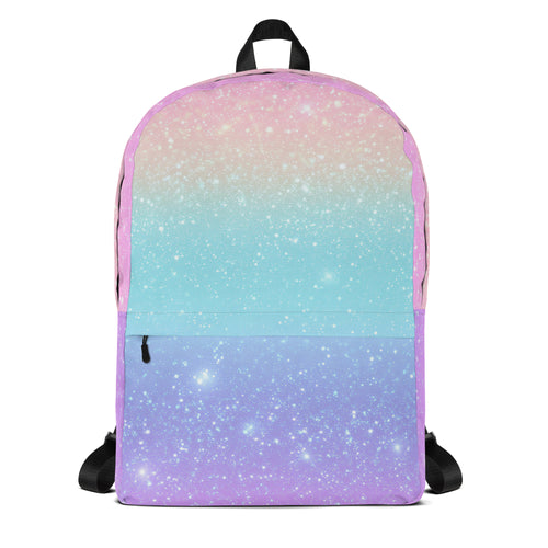 Girls Faux Sparkle Effect Rainbow Backpack - Water-Resistant School Bag With Adjustable Padded Straps & Breathable Mesh Back